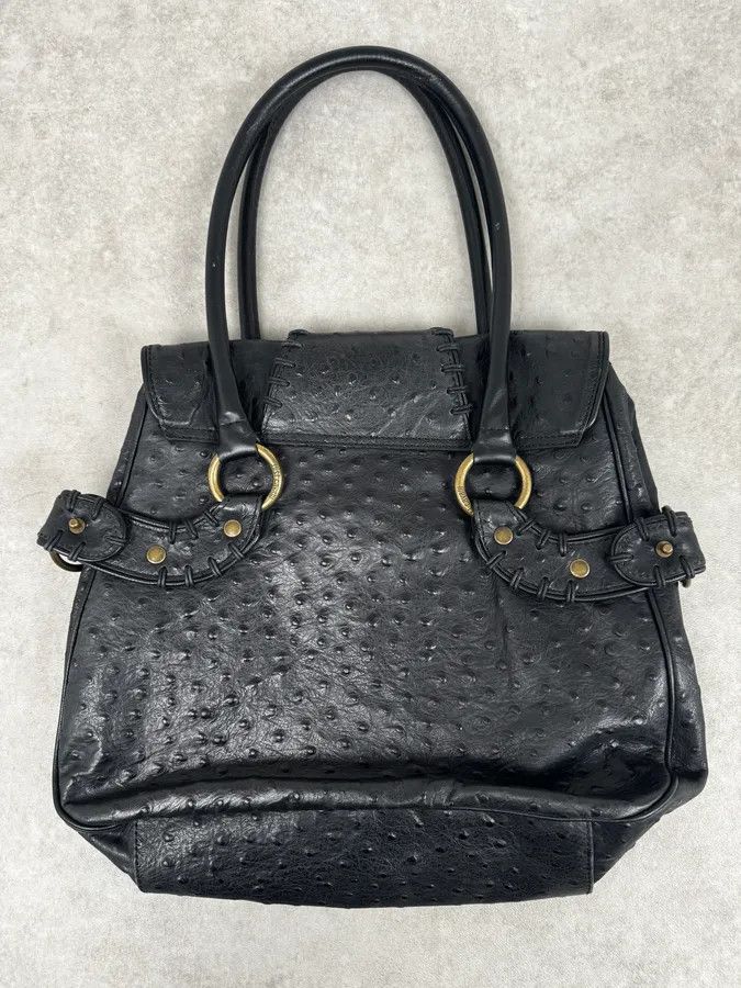 Roberto Cavalli SS2008 Cavalli Black Ostrich Effect Leather Handle Bag Size ONE SIZE - 3 Thumbnail