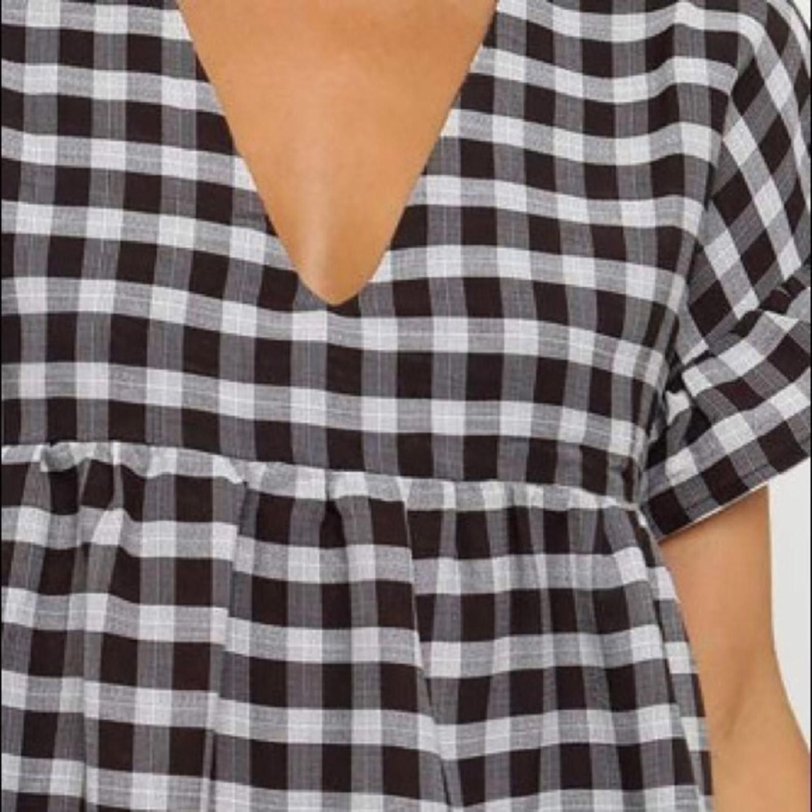 Designer Gingham Cotton Baby Doll Dress NWT Size M / US 6-8 / IT 42-44 - 4 Thumbnail