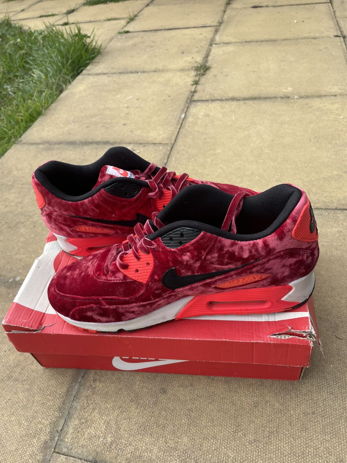 Nike × Vintage Nike air max 90 25th anniversary red Velvet limited ed uk 9 Size US 9 / EU 42 - 2 Thumbnail