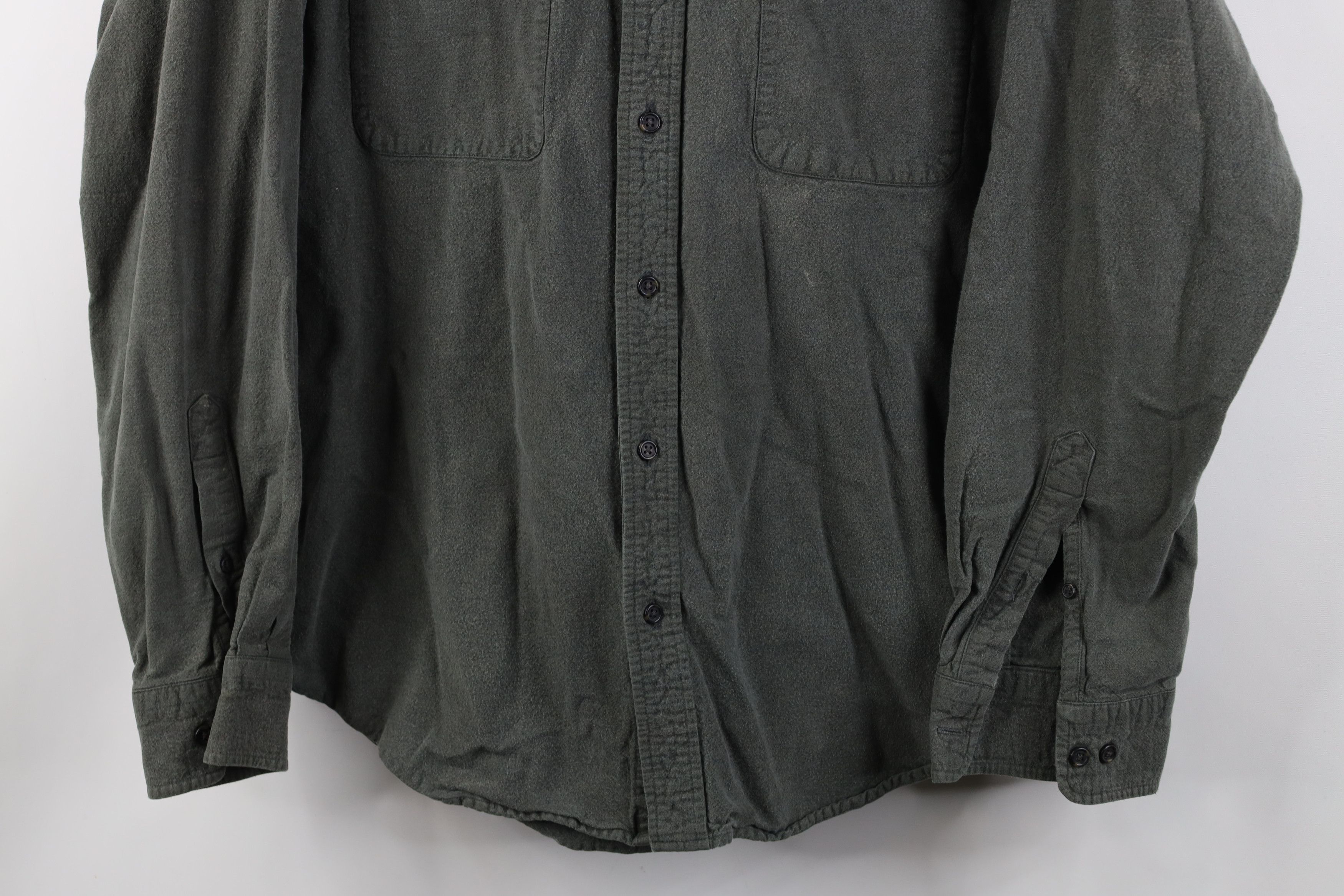 Lands' End Vintage 90s Lands End Chamois Cloth Button Down Shirt Green Size US L / EU 52-54 / 3 - 3 Thumbnail