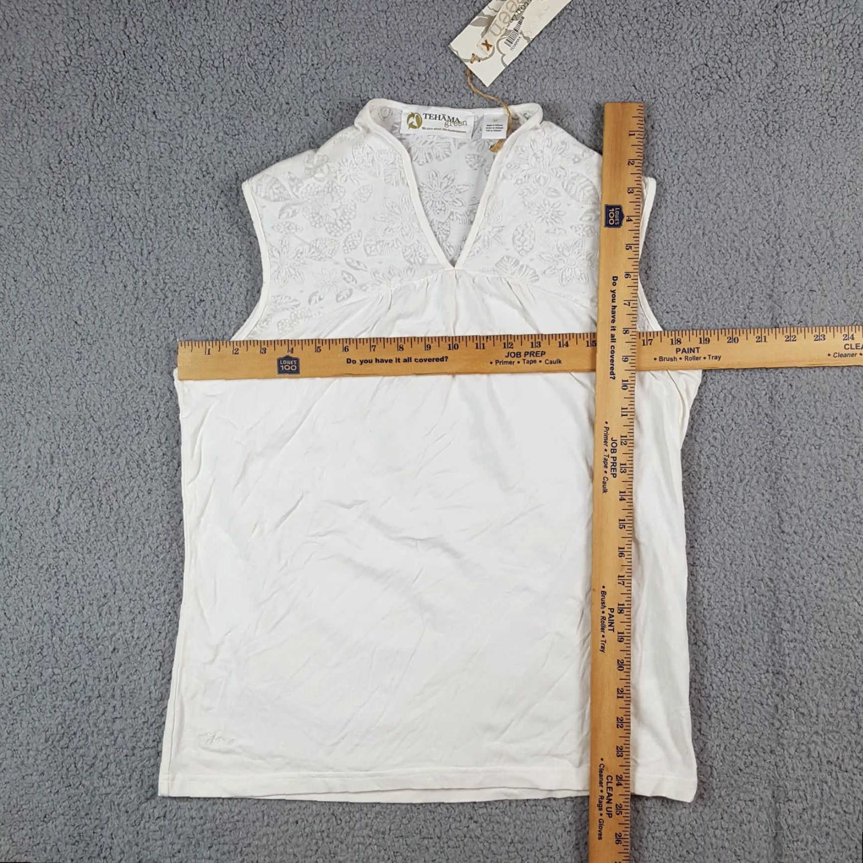 Vintage VINTAGE Tehama Women's Tank Top Sleeveless Polo Shirt 90s Y2K Preppy White Lace Cotton Blend Size M / US 6-8 / IT 42-44 - 4 Thumbnail