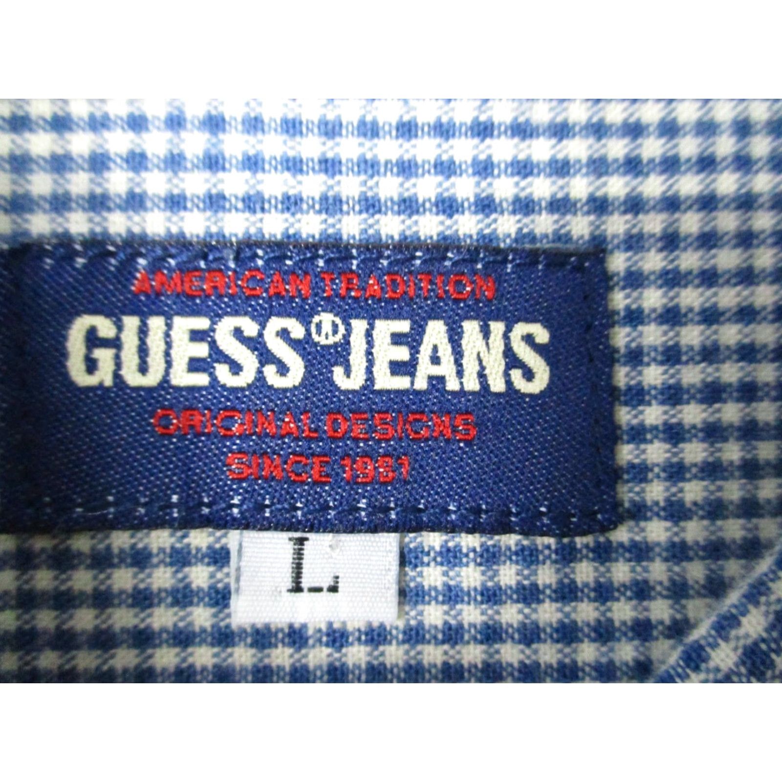 Guess VINTAGE GUESS Jeans Shirt Mens Large Blue Plaid Pearl Buttons Long Sleeve USA Size US L / EU 52-54 / 3 - 6 Thumbnail