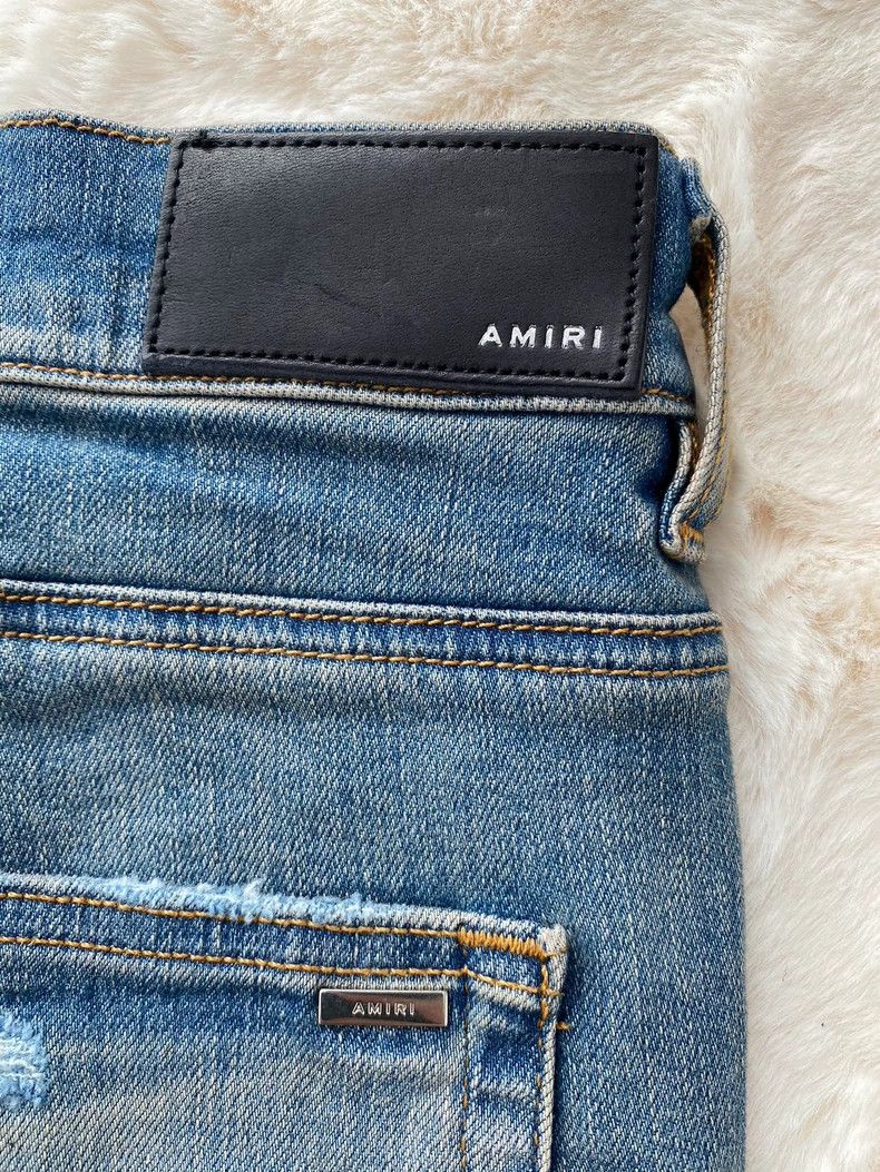 Amiri Amiri Washed blue pink cashew flower patchwork MX1 jeans 25 Size US 31 - 3 Thumbnail