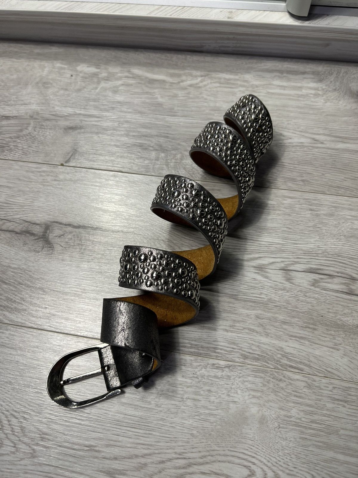 Vintage Vintage Avant Garde Studded Leather Belt Y2K Style Size ONE SIZE - 2 Thumbnail
