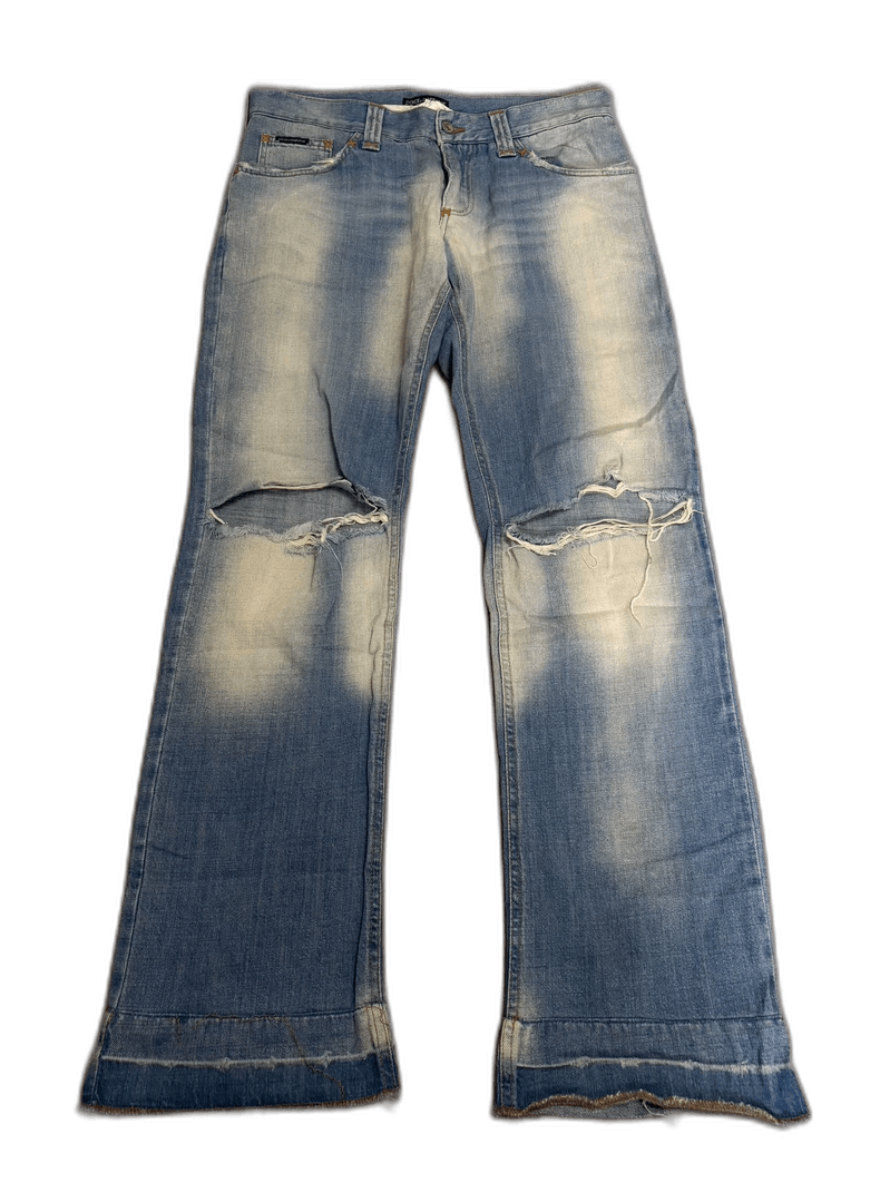 Dolce & Gabbana Dolce&Gabbana Distressed Blue Jeans with Unique Design Size 34" / US 12 / IT 48 - 1 Thumbnail
