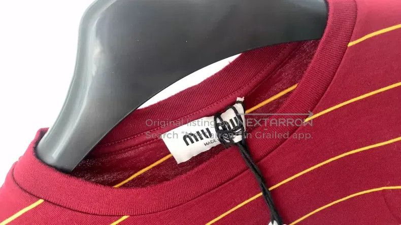 Miu Miu Miu Miu Size XS Wine red striped long sleeve T-shirt Size XS / US 0-2 / IT 36-38 - 5 Thumbnail