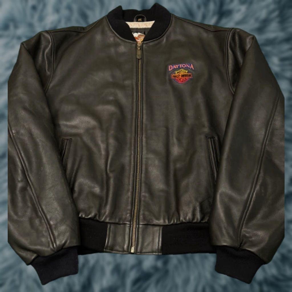 Harley Davidson VINTAGE Harley-Davidson Leather Jacket Daytona Beach Mens 2XL Biker Black Zip Size US XXL / EU 58 / 5 - 1 Thumbnail
