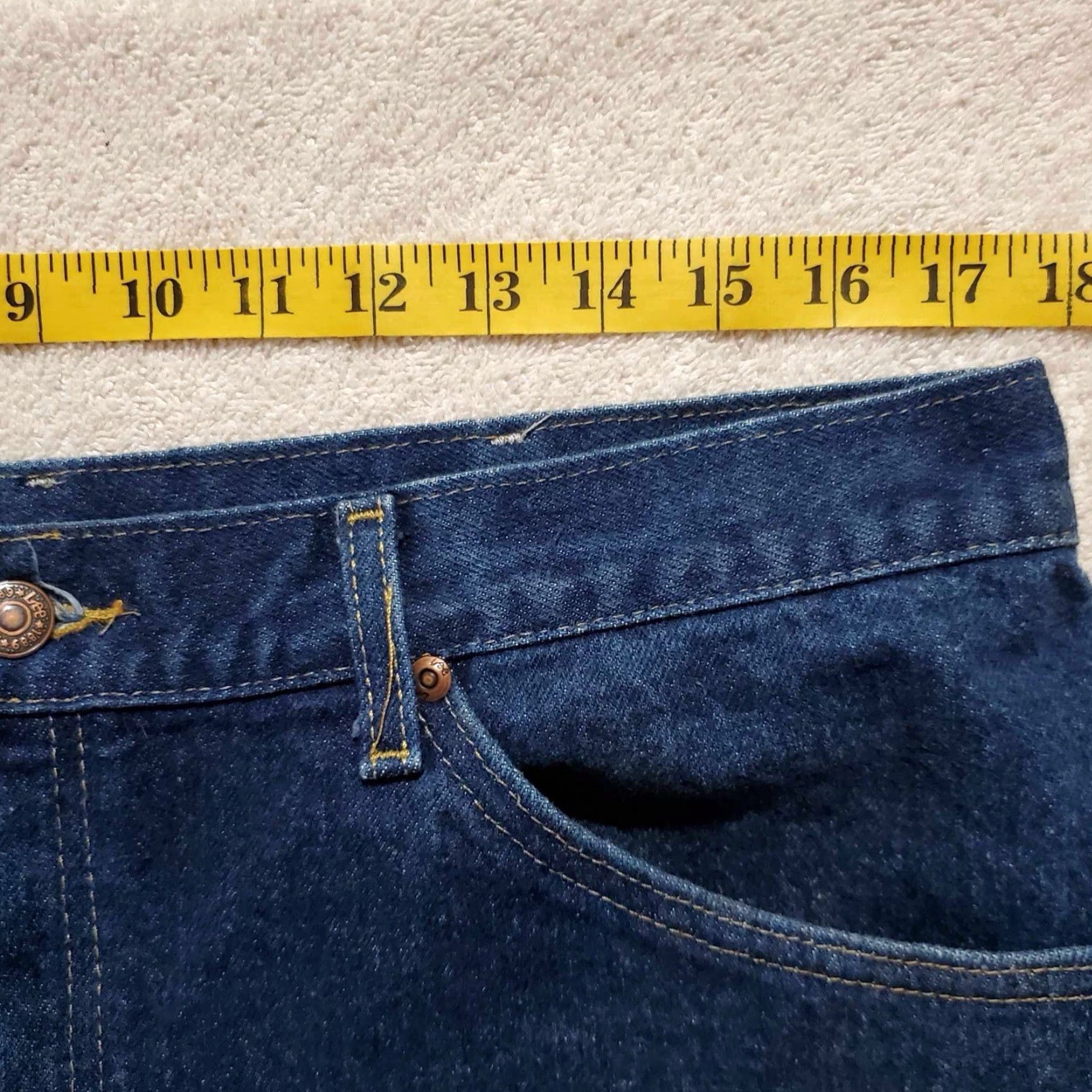 Lee VINTAGE Lee Jeans Made In USA Distressed 35 x 28 Blue USA Men Jeans Distressed Grunge Straight 35 Inseam 28 Mens Size US 35 - 4 Thumbnail