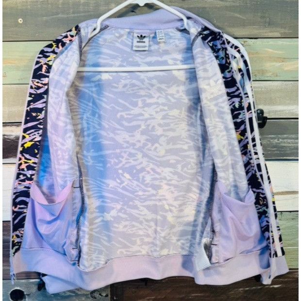 Adidas Adidas Girls Purple Animal Zebra Print Zip Track Jacket M (1 Size M / US 6-8 / IT 42-44 - 6 Thumbnail