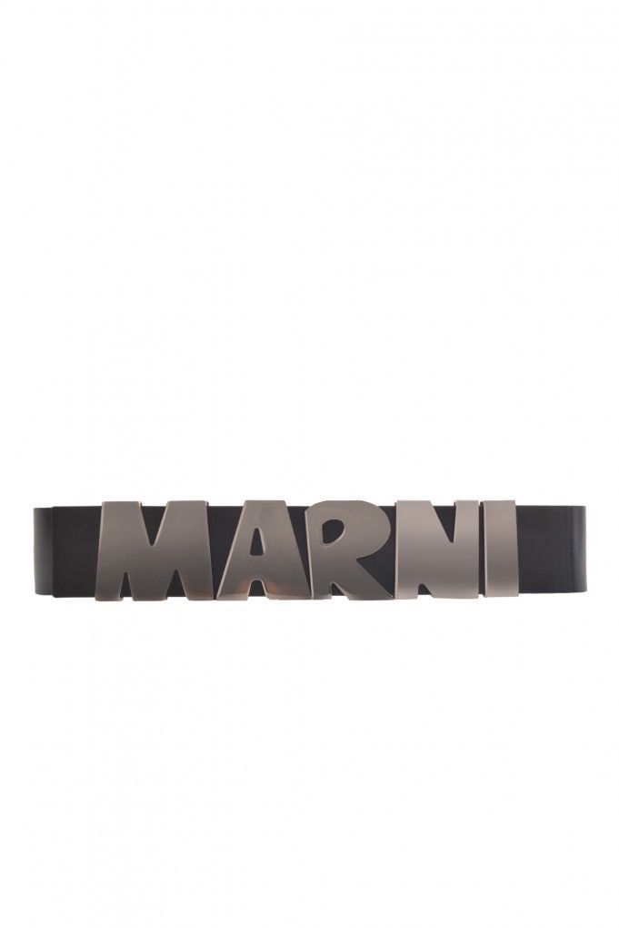 Marni Last Size Marni SS 22 Black Leather Metal Logo Belt Size ONE SIZE - 2 Thumbnail