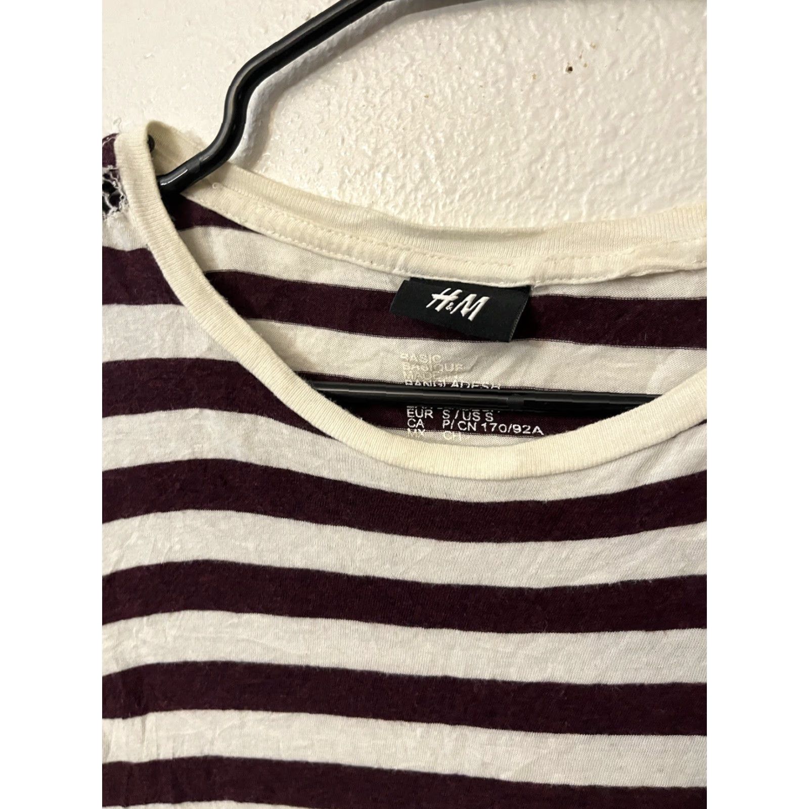 H&M VINTAGE H&M Men's Crew Neck T-Shirt Size Small Short Sleeve Solid Cotton Casual 90s White Maroon Size US S / EU 44-46 / 1 - 2 Thumbnail