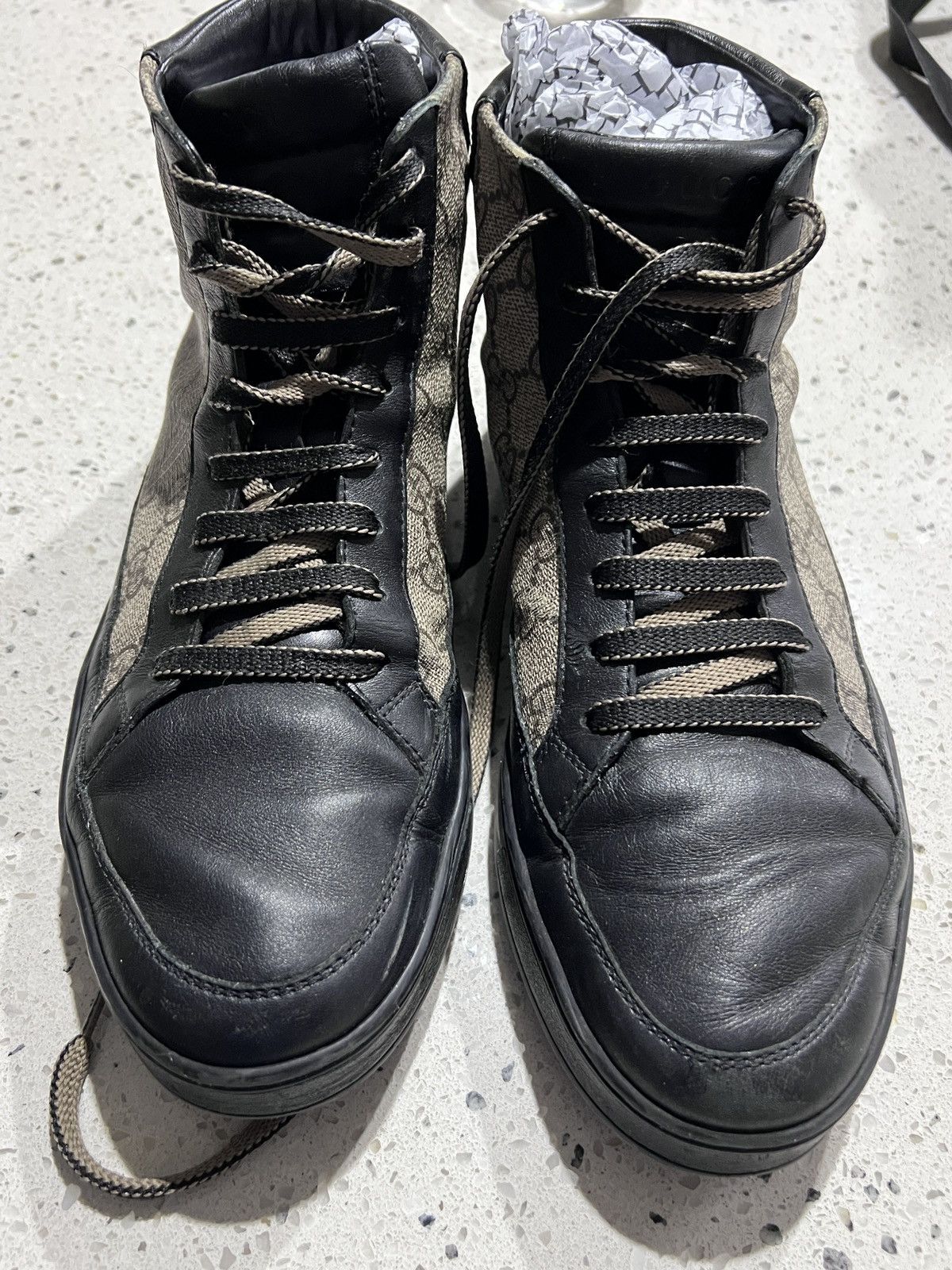Gucci GG Supreme High Top ‘Black Tan Brown’ Sneakers Boots 386740 Size US 7.5 / EU 40-41 - 16 Thumbnail