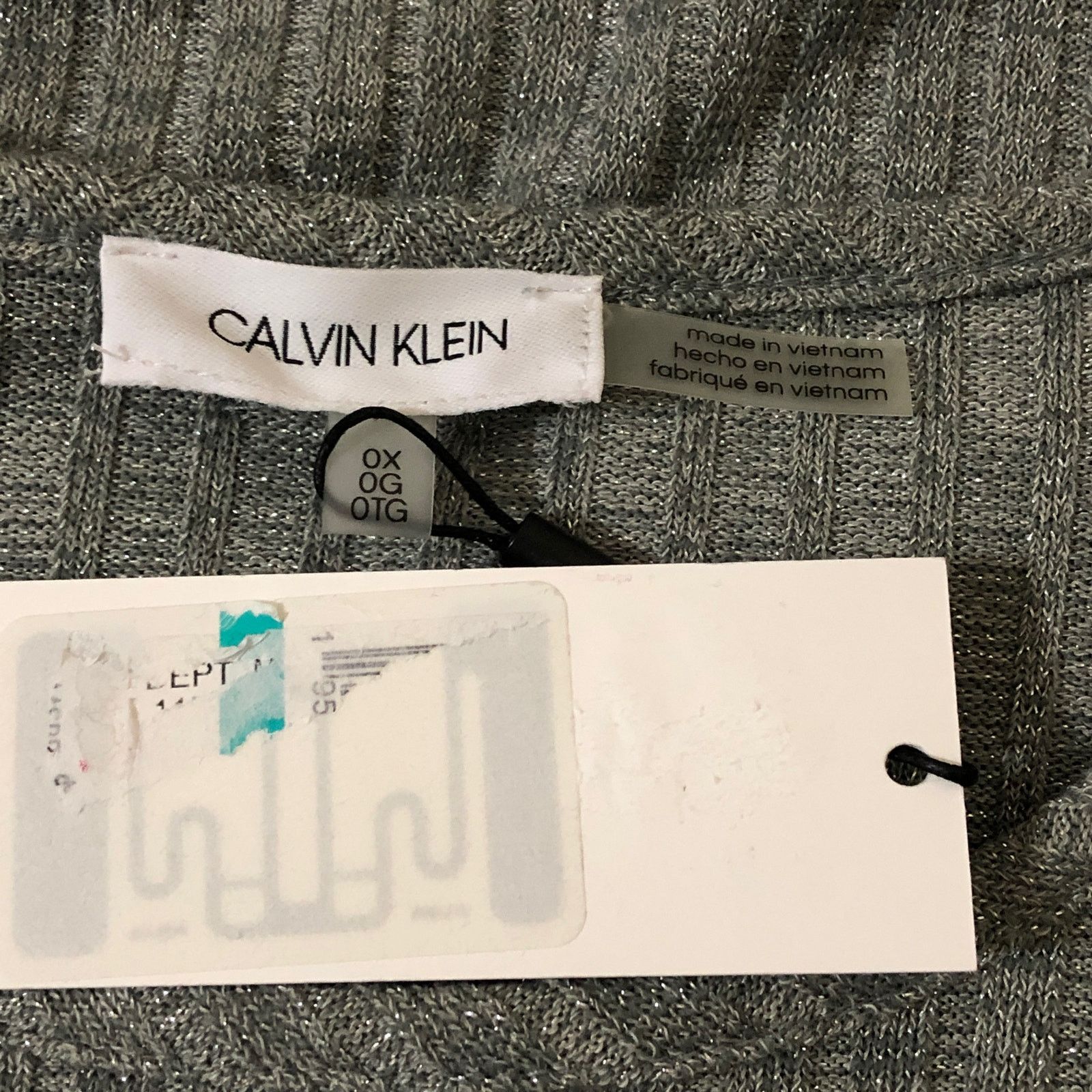 Calvin Klein Lightweight Round Hem Sparkly Crew Neck Ribbed Knit Sweater Size XL / US 12-14 / IT 48-50 - 7 Thumbnail