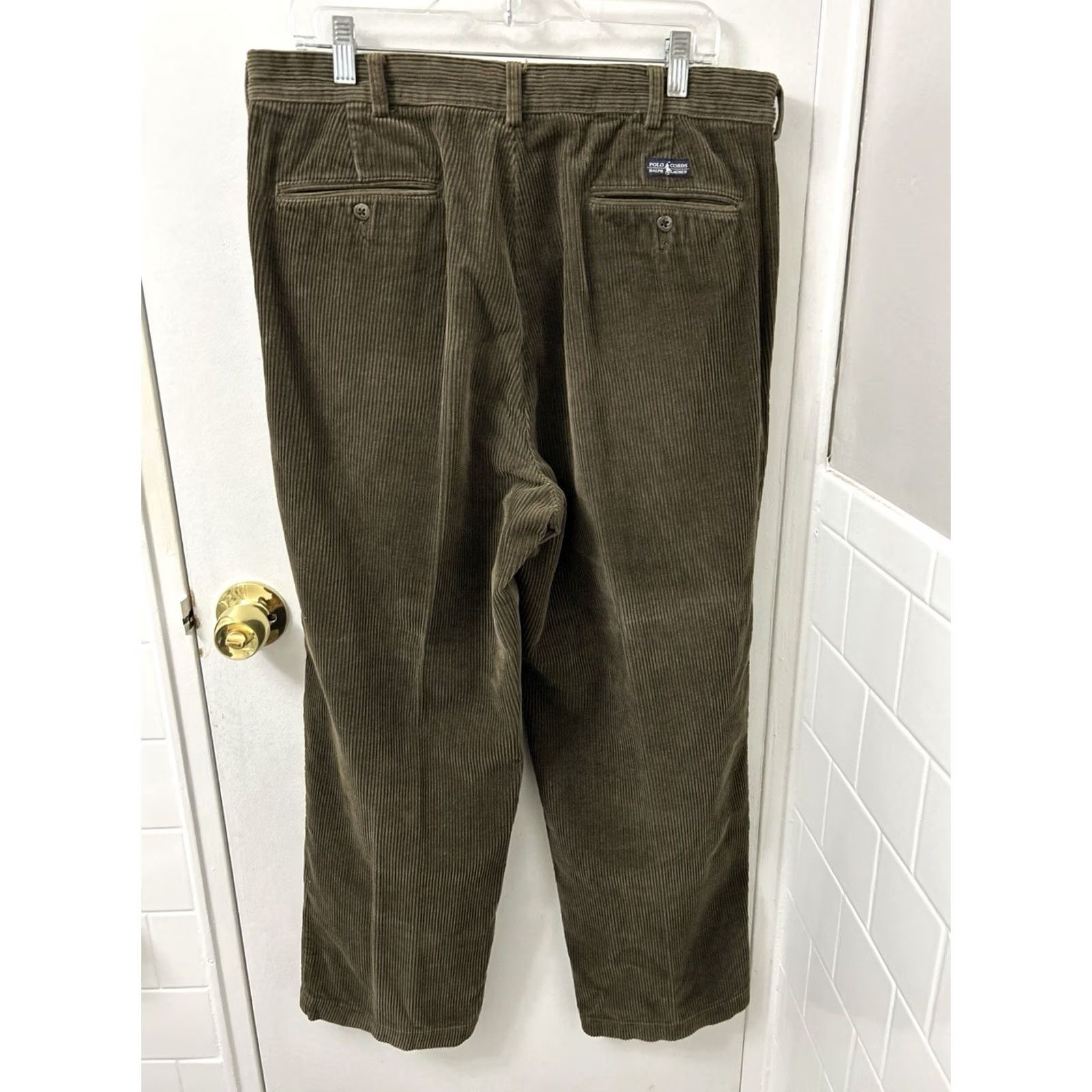 Polo Ralph Lauren VINTAGE Polo Ralph Lauren Andrew Pant Chino Pants Mens 36 Olive Green Corduroy Pleated Logo Front Four-Pocket Relaxed Straight 36x28 Size US M / EU 48-50 / 2 - 7 Thumbnail