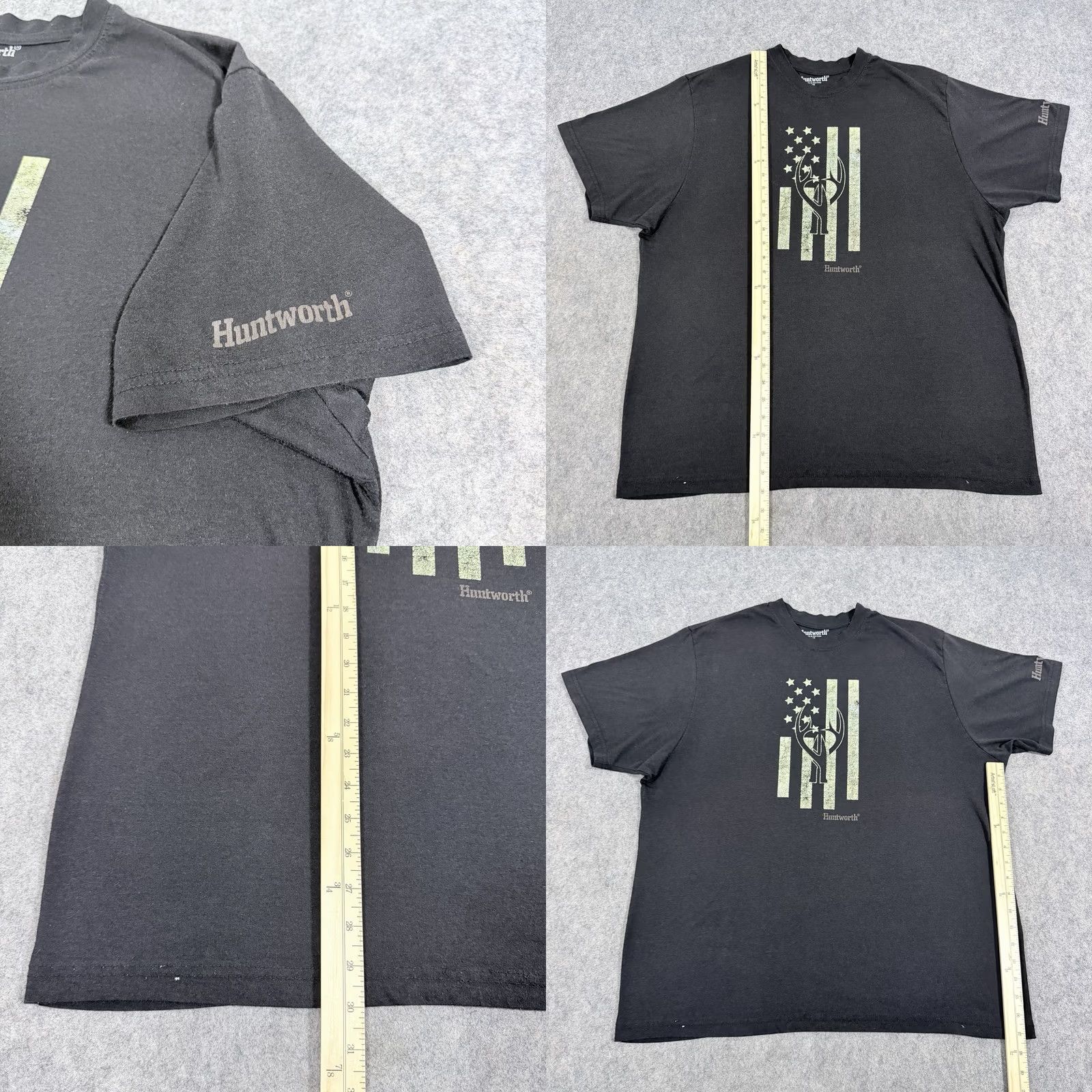 Vintage Huntworth USA Flag Deer Graphic Short Sleeve T-Shirt Mens XL Black Size US XL / EU 56 / 4 - 8 Thumbnail