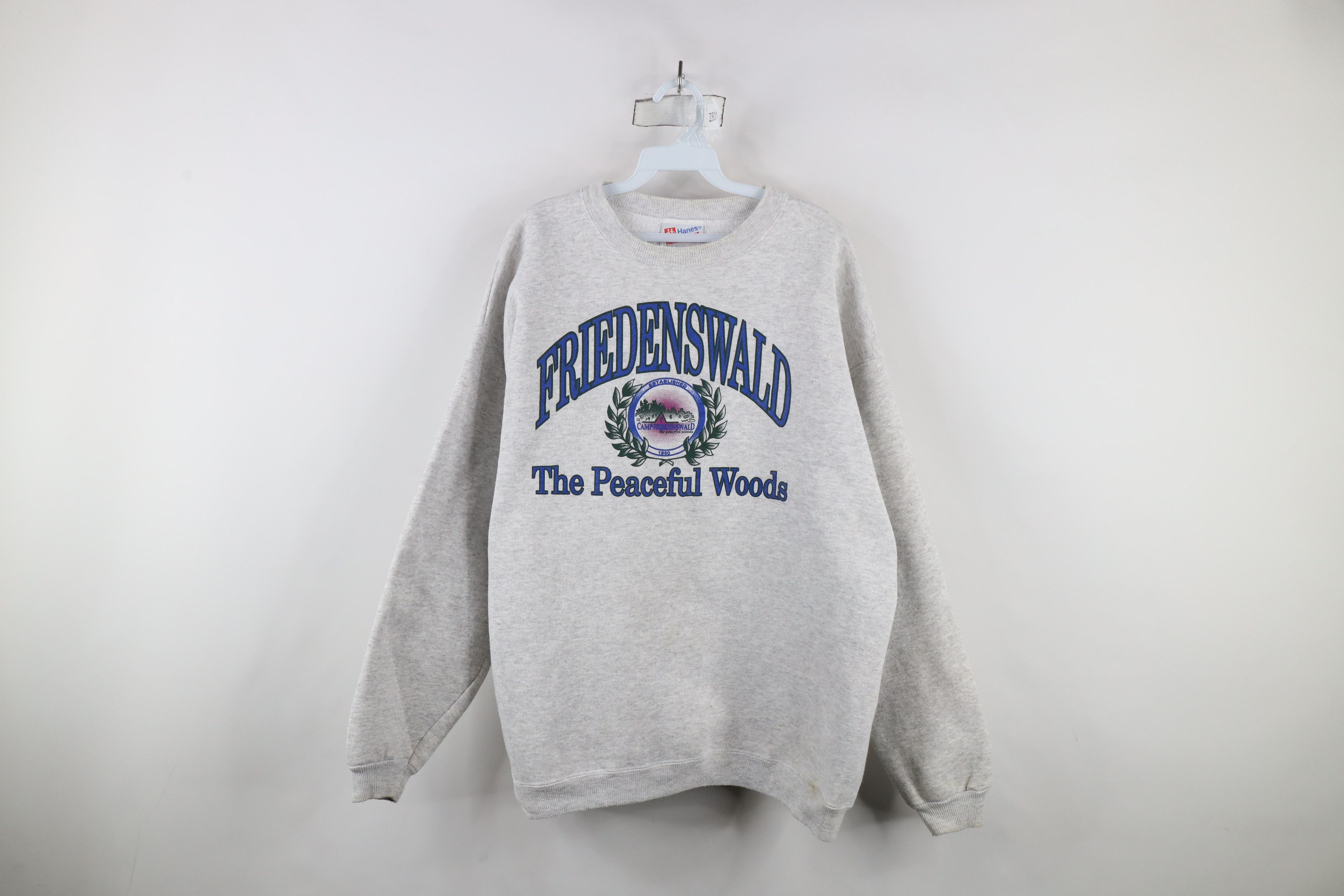 Vintage Vintage 90s The Peaceful Woods Sweatshirt Heather Gray USA Size US XL / EU 56 / 4 - 1 Thumbnail
