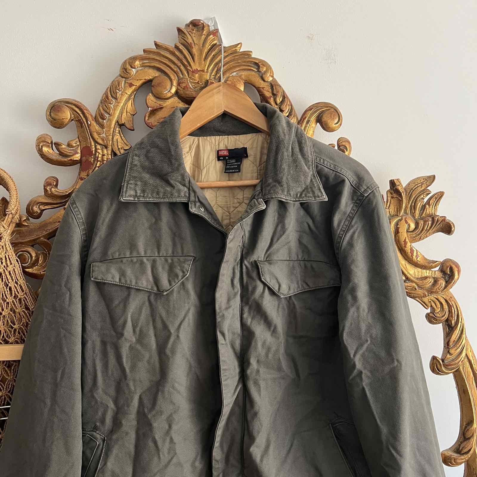 Designer × Diesel × Vintage Vintage Diesel Industry Leather Collar Denim Faded Jacket Size US XL / EU 56 / 4 - 2 Thumbnail