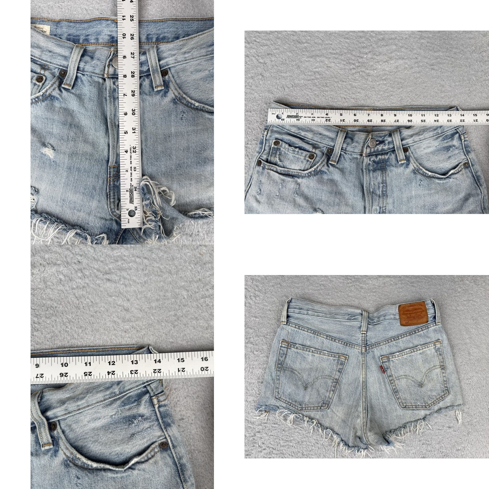 Levi's Levi's Premium 501 Short Women 26 Light Wash Button Fly Distressed Raw Hem Big E Size 26" / US 2 / IT 38 - 9 Thumbnail