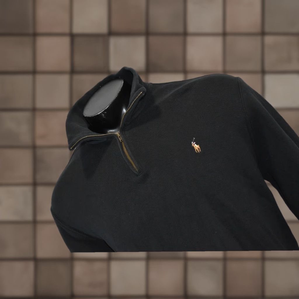 Polo Ralph Lauren Sweater Adult XL Black 1/4 Zip Cotton Pullover