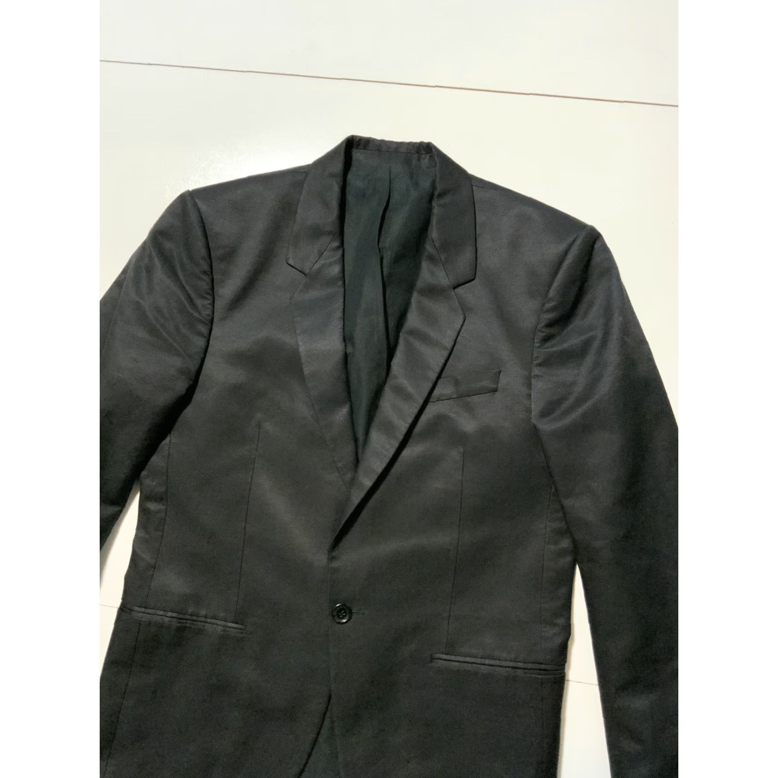Petar Petrov VINTAGE Rare Petar Petrov One Button Blazer Jacket Sz.48M Blazer Mens Black Cotton Blend 40" Chest 27" Length 24.5" Sleeve Size 48R - 5 Thumbnail
