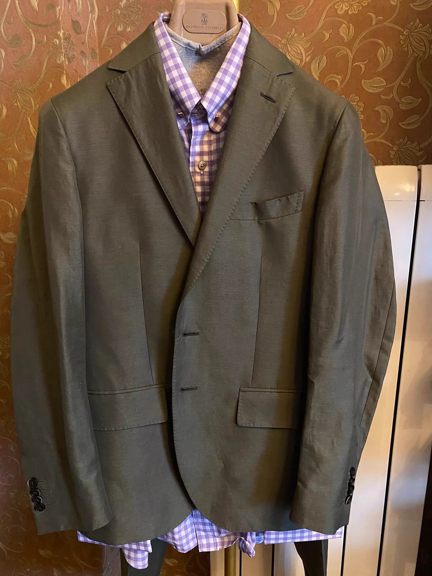 Luigi Bianchi LBM Handmade Linen Two-Piece Suit Avocado Green Size 48R - 1 Thumbnail