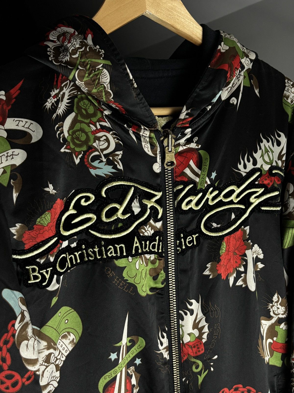 Ed Hardy Ed Hardy By Christian Audigier reversible „Do Or Die” Hoodie Size US L / EU 52-54 / 3 - 7 Thumbnail
