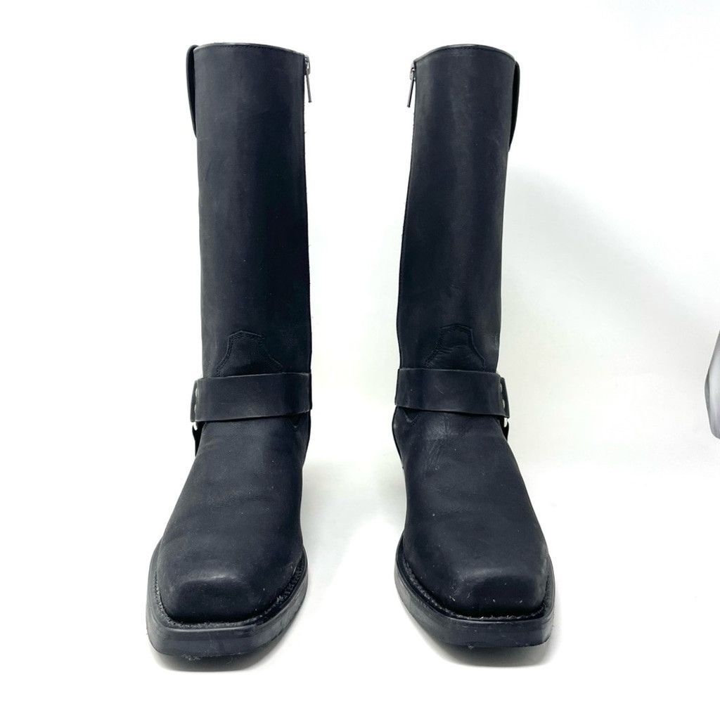 Other Old West Made in Texas Tall Black Leather Harness Boots US 7 Size US 7 / EU 40 - 4 Thumbnail