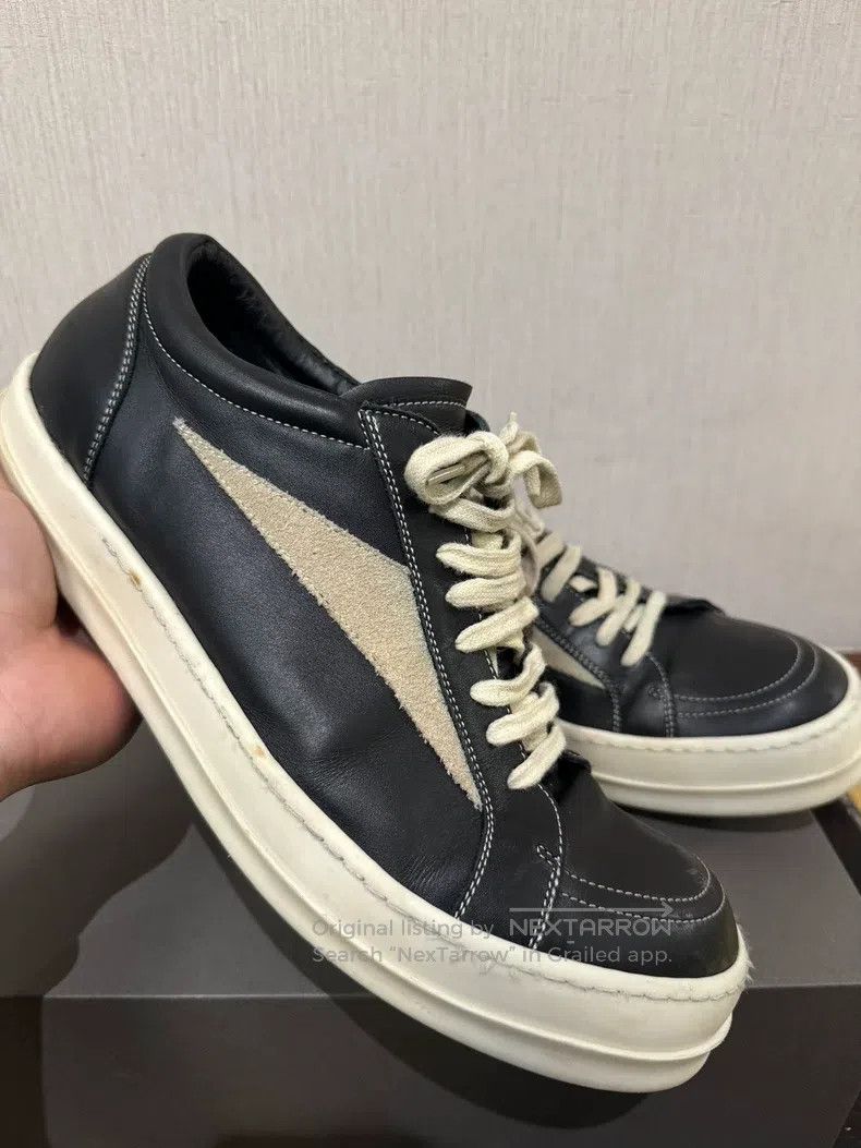 Rick Owens Rick Owens Mainline black and white cowhide low-top shoes Size US 12 / EU 45 - 2 Thumbnail