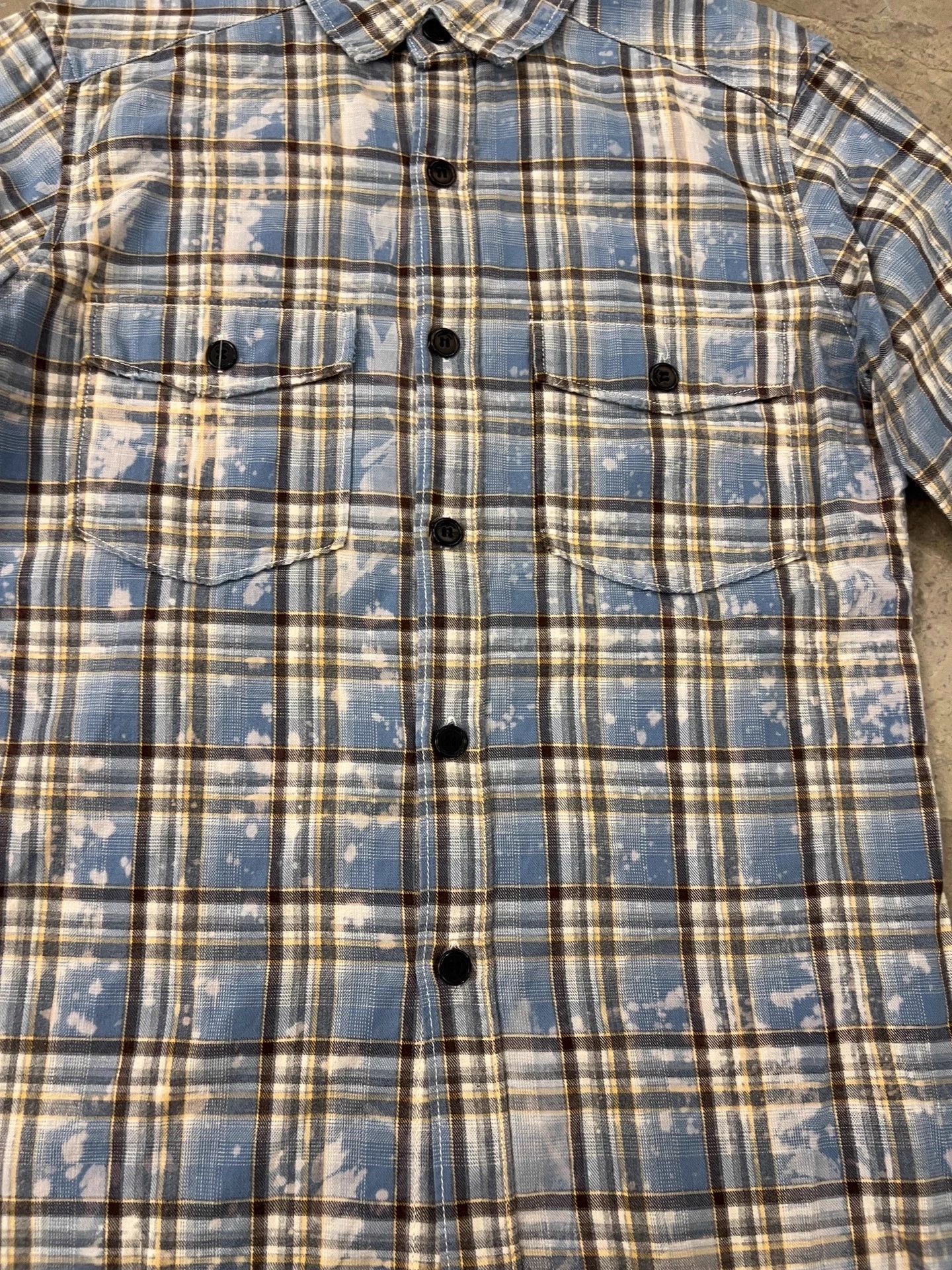 Saint Laurent Paris SLP Hedi 16SS Light Blue Check Splatter Shirt 175 96A Mint Size US S / EU 44-46 / 1 - 6 Thumbnail