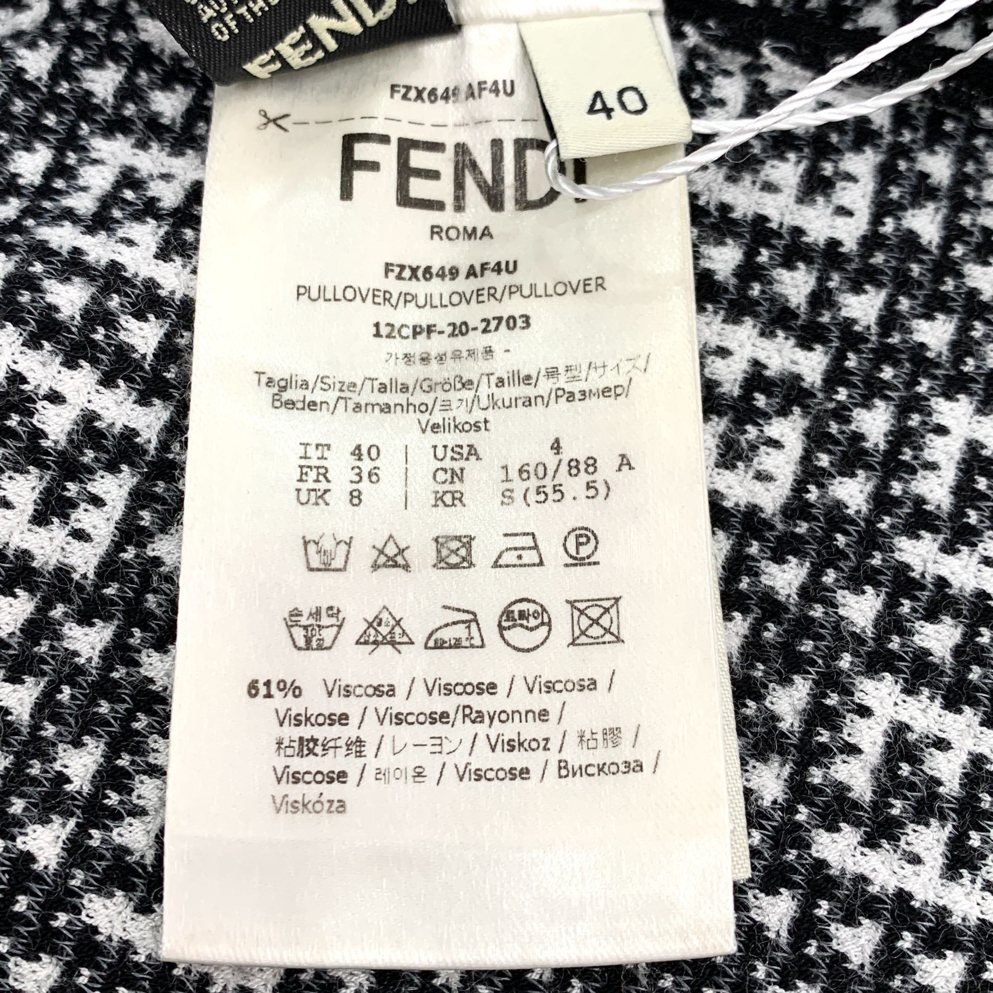 Fendi Fendi Roma Black & White Knit Monogram Pullover Top Size 40 Size S / US 4 / IT 40 - 3 Thumbnail