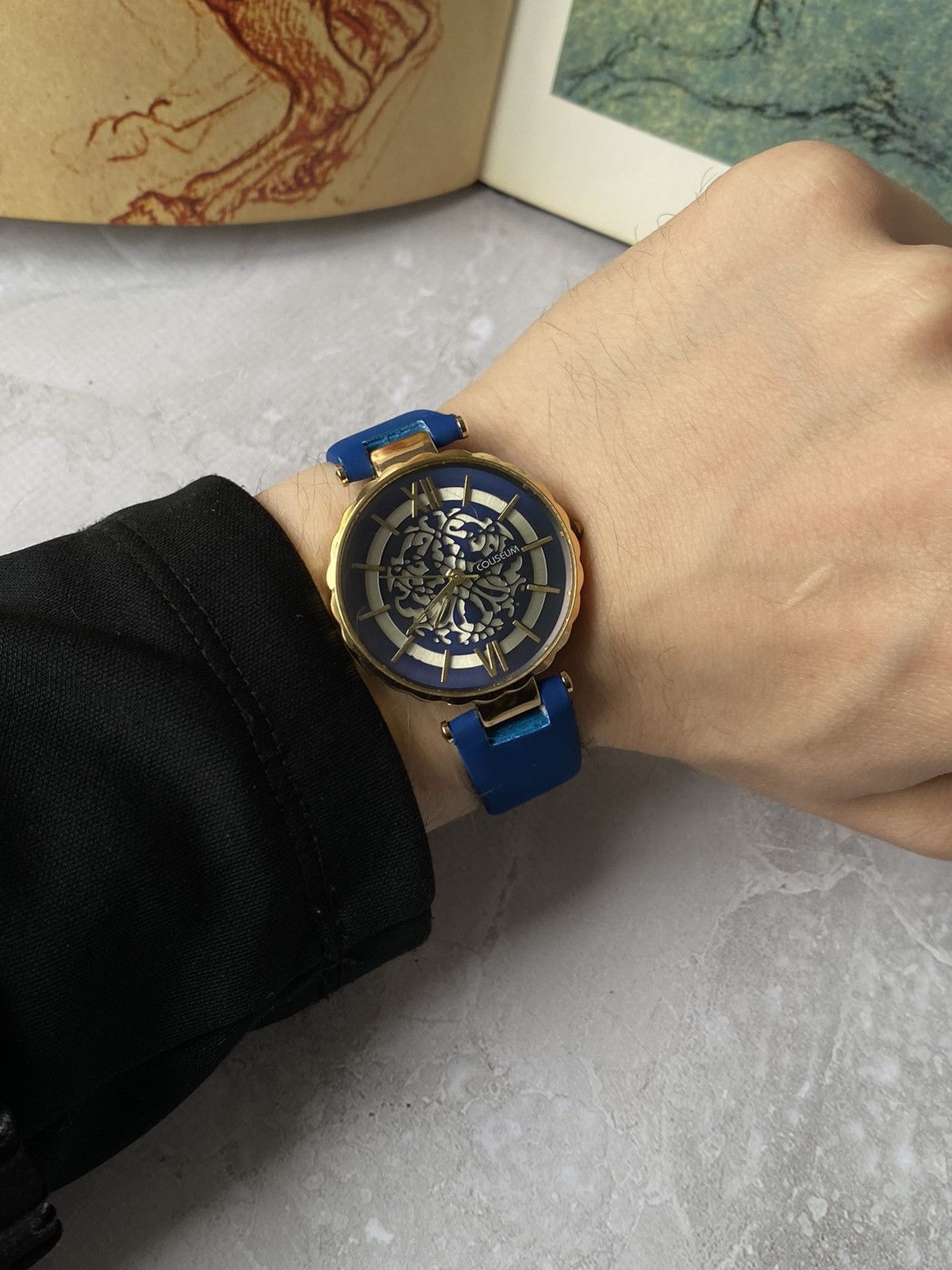 Japanese Brand × Jewelry × Vintage Vintage Coliseum Skeleton Watch Blue Strap Working Size ONE SIZE - 2 Thumbnail