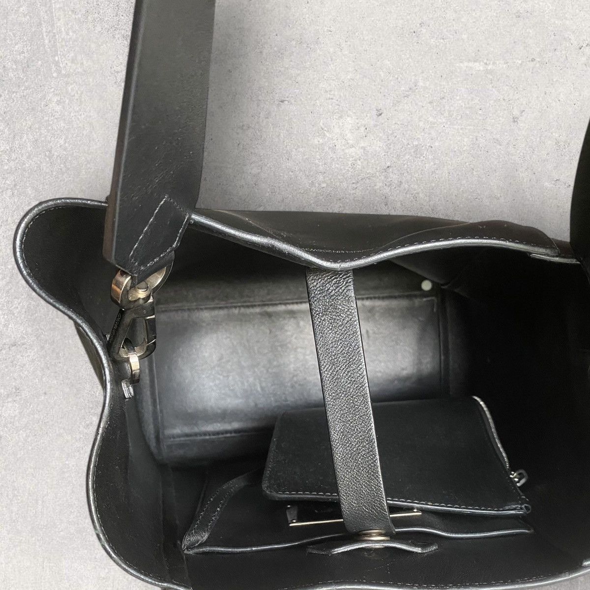 Calvin Klein 205W39NYC Luxe Calf Leather Stripe Link Bucket Bag Size ONE SIZE - 8 Thumbnail