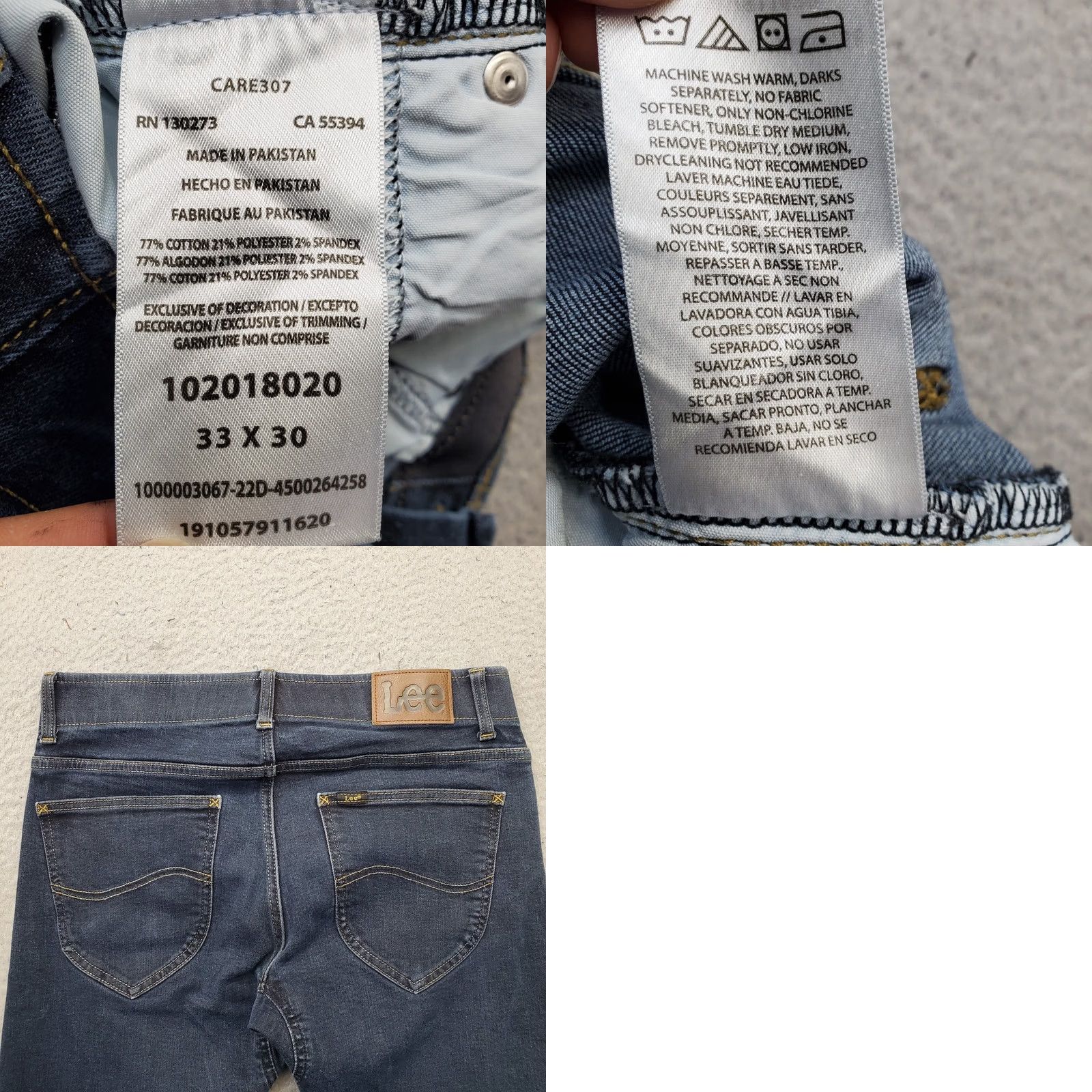 Lee Lee Mens Jeans 33x30 Blue Extreme Motion Slim Fit Tapered Leg - 5-Pocket Denim Stretch Size US 33 - 8 Thumbnail
