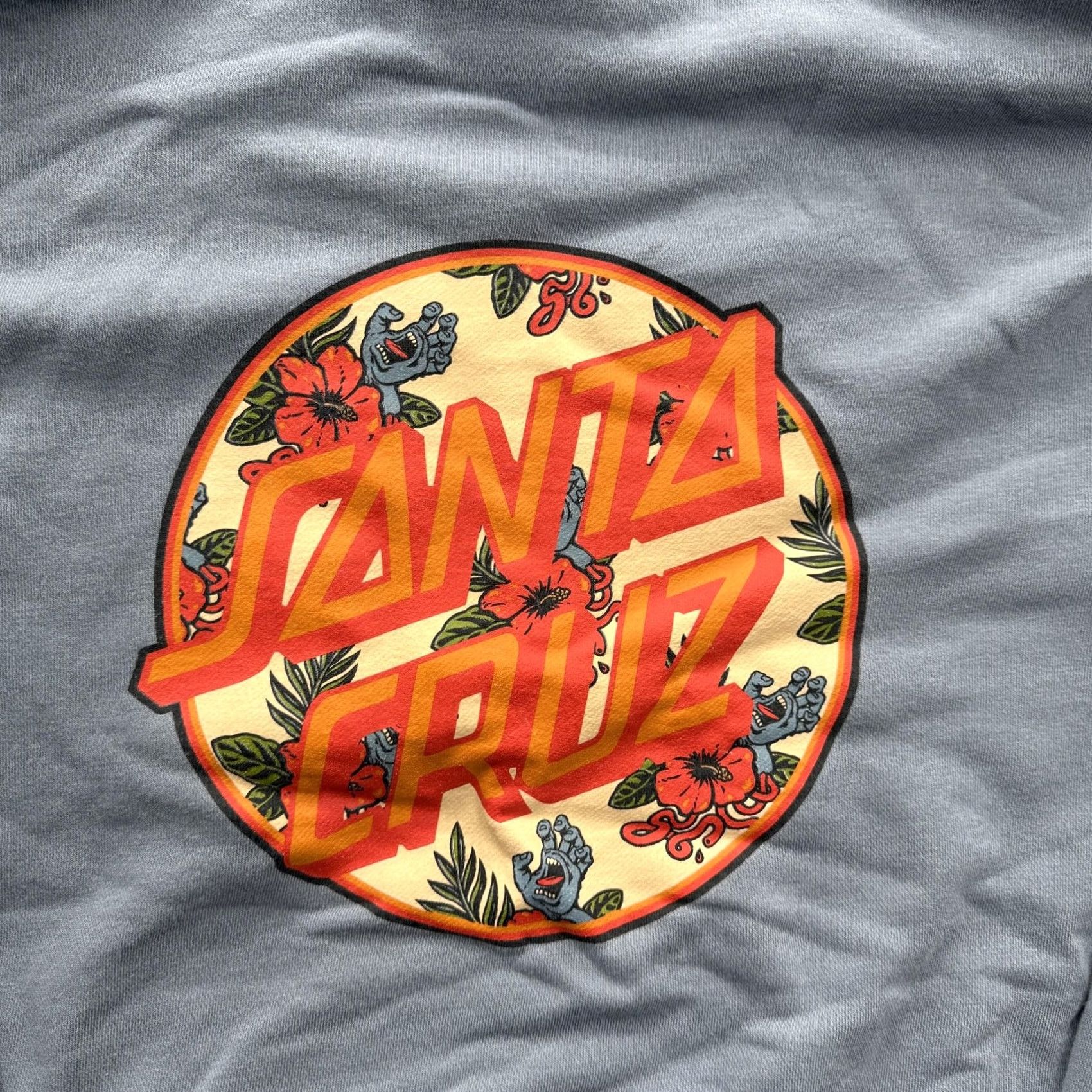 Vintage Santa Cruz Hoodie Mens Medium Blue Fleece Sweatshirt Floral Graphic Size US M / EU 48-50 / 2 - 8 Thumbnail