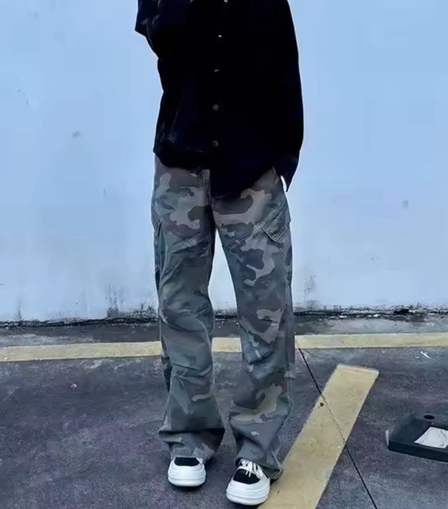 Japanese Brand Cargo Camo Stacked Pants, Wide Leg Pants Size US 29 - 3 Thumbnail