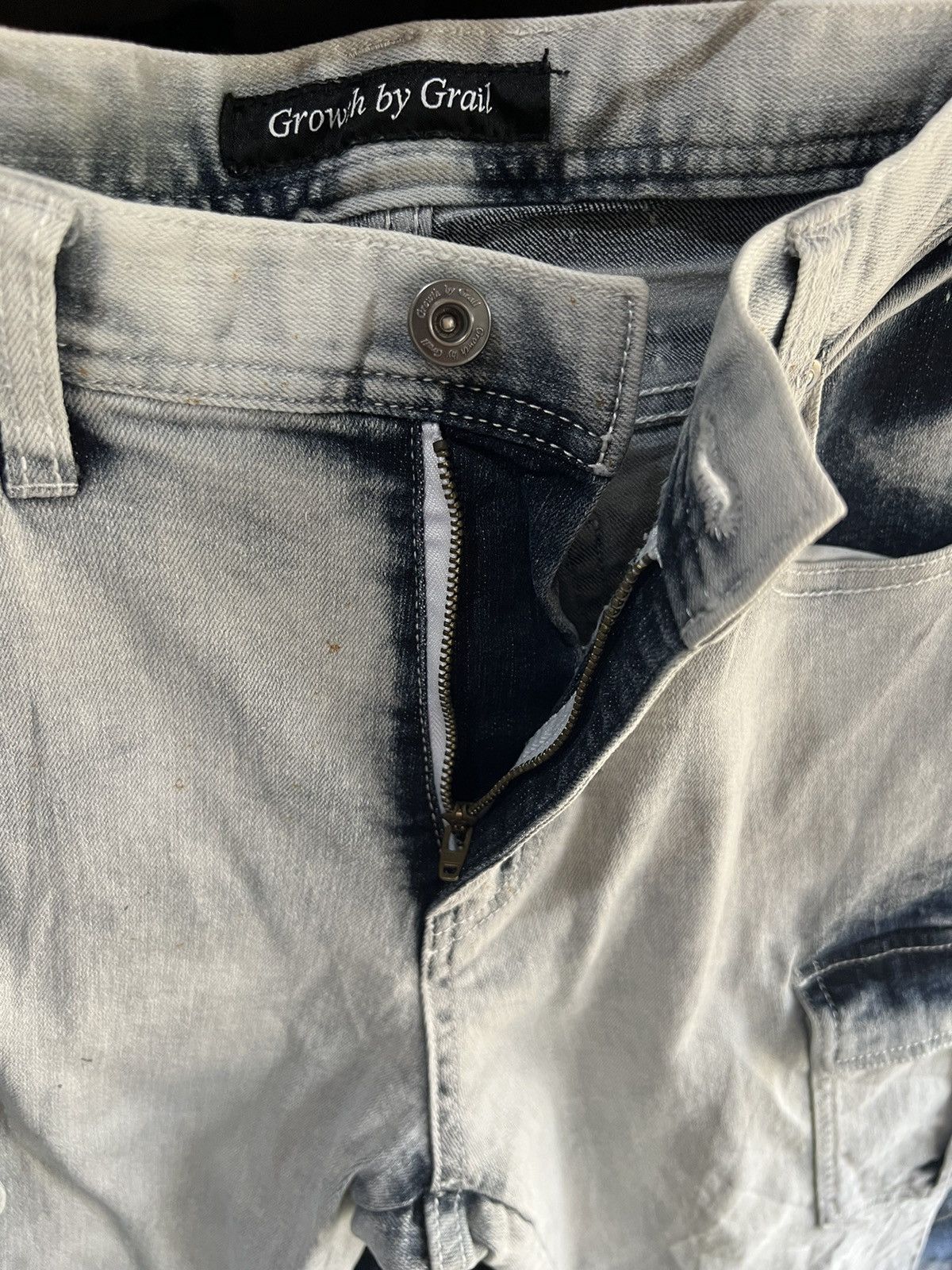 Japanese Brand 🔥Growth by Grail Bleach Denim Cargo Pant Size US 31 - 12 Thumbnail