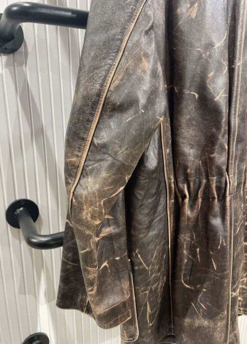 Yohji Yamamoto Yohji Yamamoto Pour Homme Distressed Leather Coat (Rare) Size US M / EU 48-50 / 2 - 8 Thumbnail