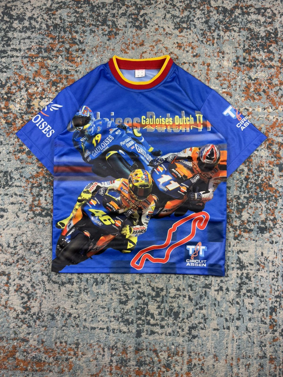Other Vintage 90s MotoGP Gualoises Dutch TT all over print Jersey Size US M / EU 48-50 / 2 - 1 Thumbnail