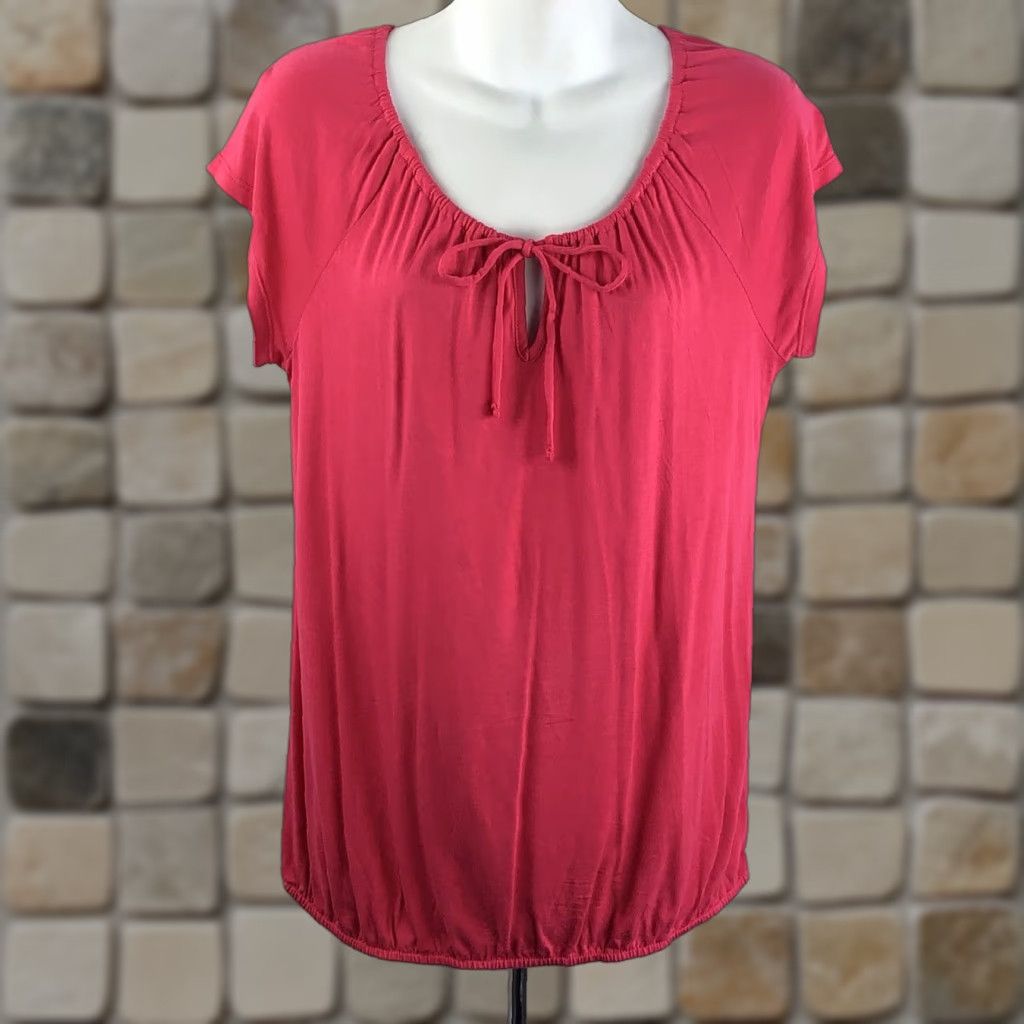 Old Navy Old Navy Top Women S Pink Off Shoulder Keyhole Neck ShortSleeve Tie Peasant Fairy Boho Size S / US 4 / IT 40 - 1 Thumbnail