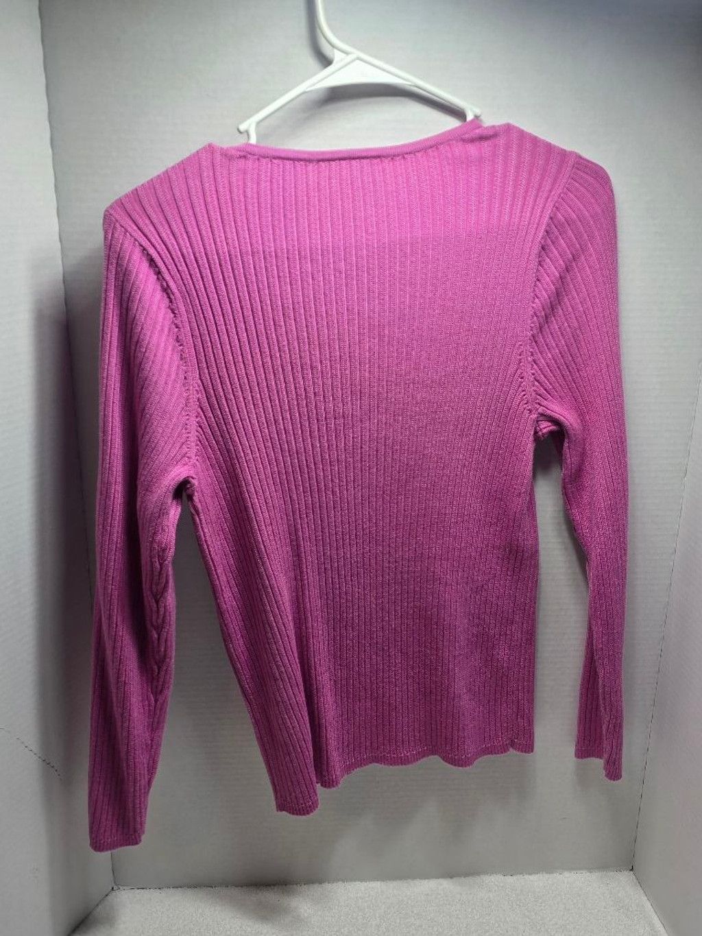 Liz Claiborne Women's Liz Claiborne Petite Pink Ribbed Crew Neck Sweater Size L / US 10 / IT 46 - 6 Thumbnail