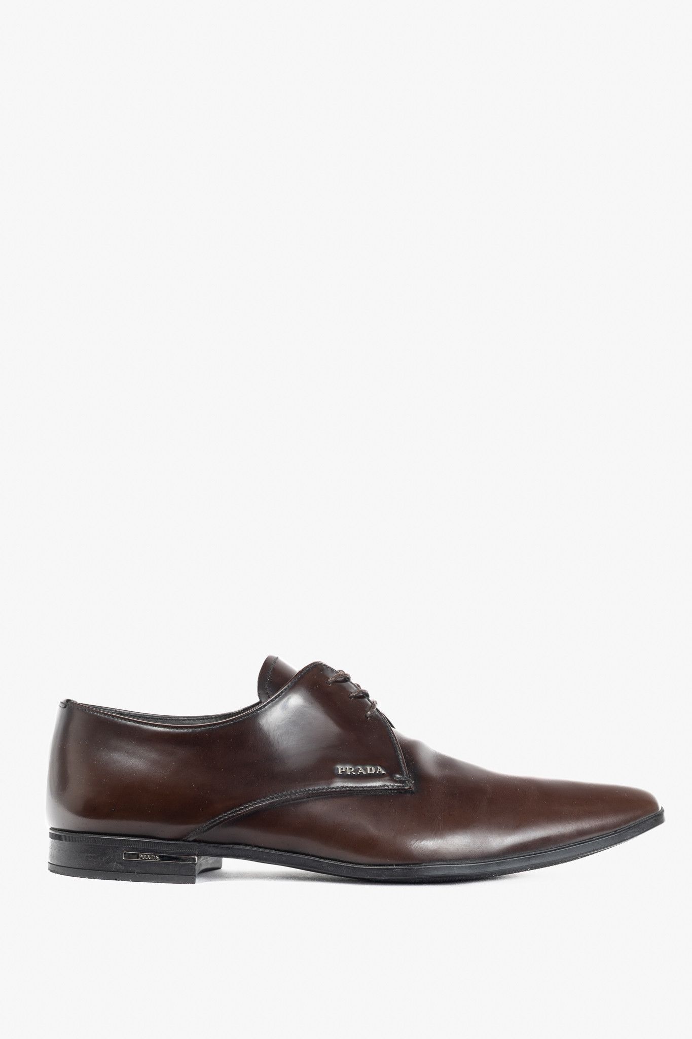 Prada Prada Brown Spazzolato Leather Lace-Up Derbies Size US 9 / EU 42 - 1 Thumbnail