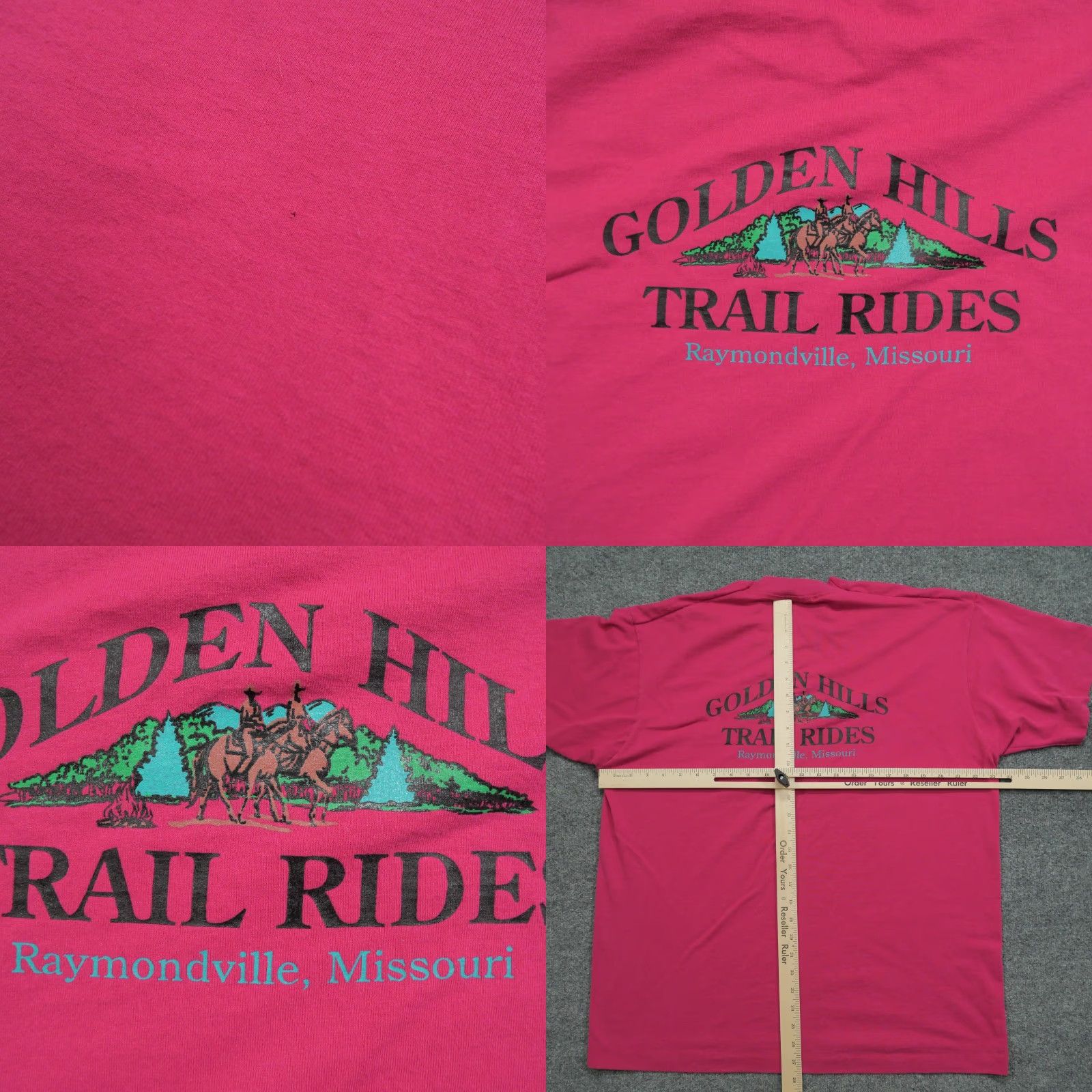 Pinko VINTAGE Horse Riding T Shirt Mens XL Pink Golden Hills Trail Rides Single Stitch Size US XL / EU 56 / 4 - 8 Thumbnail
