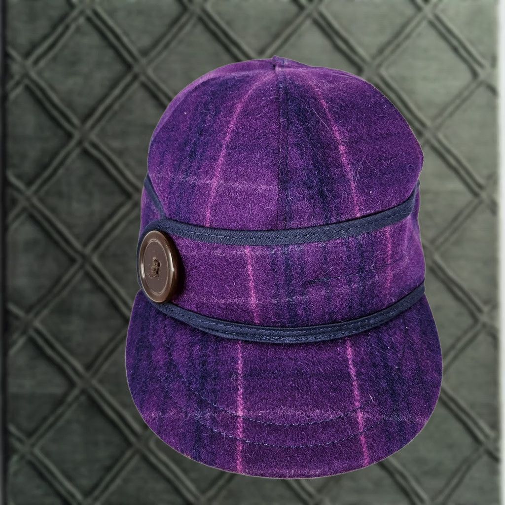 Vintage Stormy Kromer Hat Cap Fitted Womens 6 7/8 Purple Plaid Wool Lined USA Winter Cap Size ONE SIZE - 1 Thumbnail