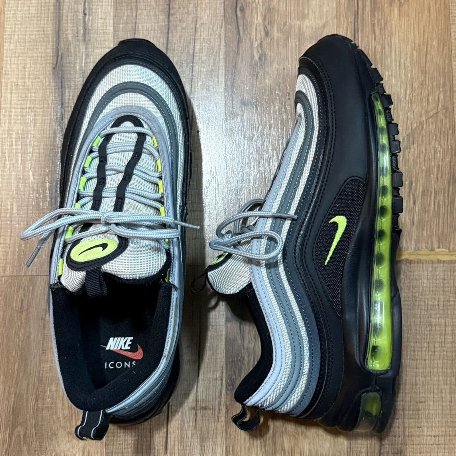 Nike Nike Air Max 97 Icons Neon Black Volt Pure Platinum Size US 10 / EU 43 - 4 Thumbnail