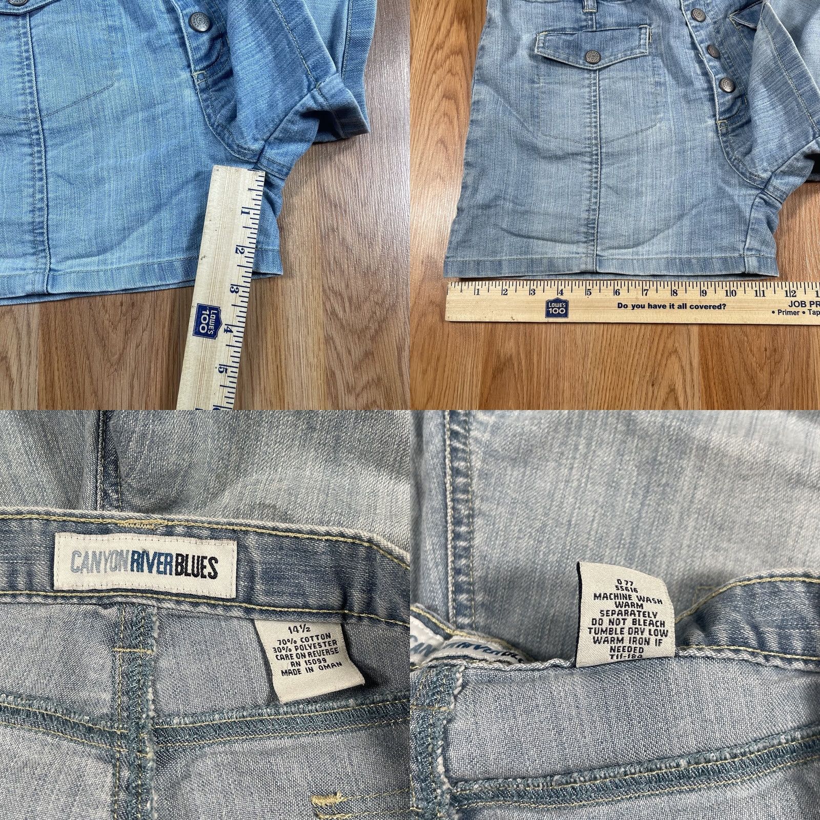 Vintage Kanyon River Blues Shorts Womens 14 1/2 Flat Front Blue Wash Denim Jeans Size 36" / US 14 / IT 50 - 8 Thumbnail