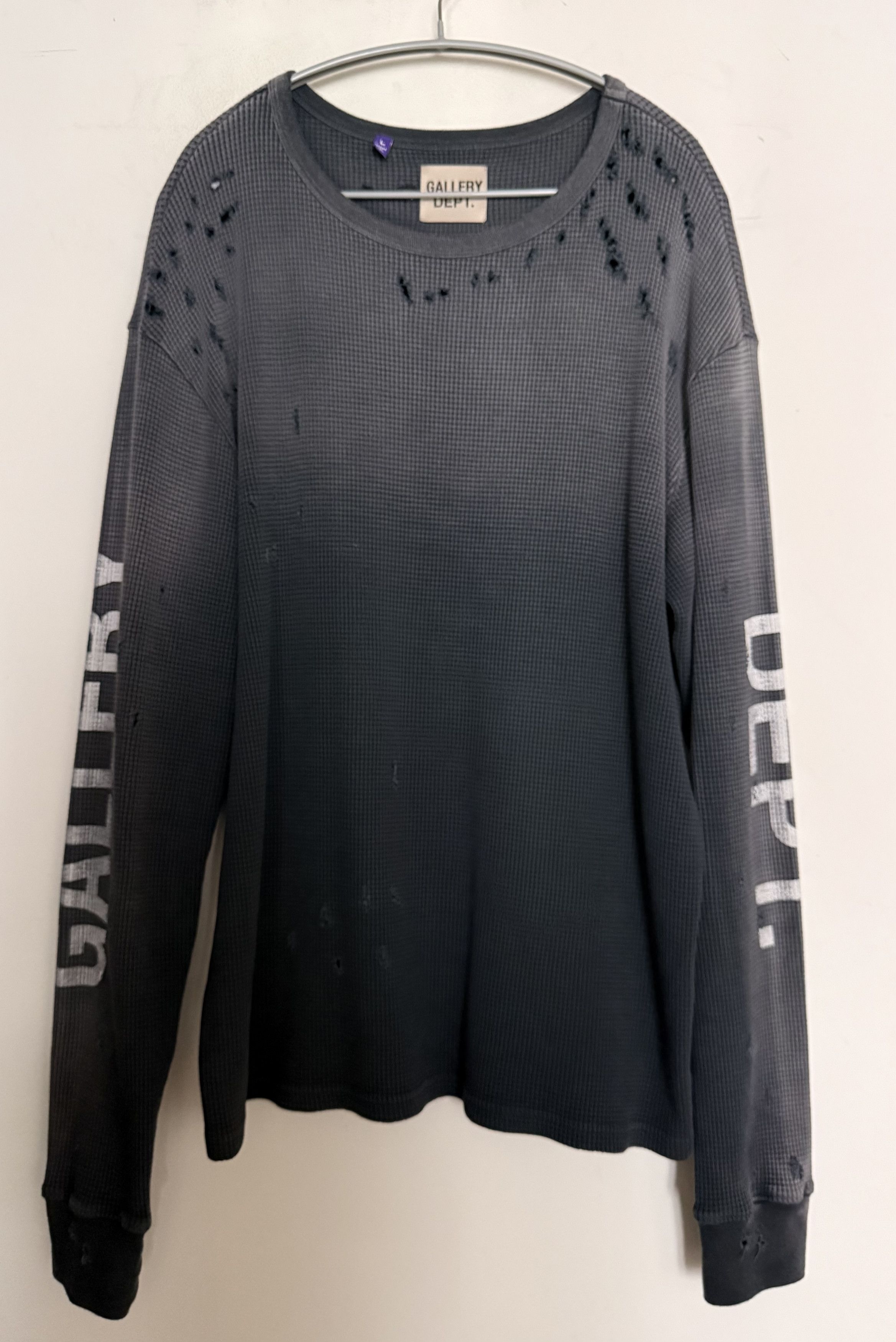 Gallery Dept. Urcle Distressed Logo-Print Waffle-knit Cotton Sweatshirt Size US L / EU 52-54 / 3 - 3 Thumbnail