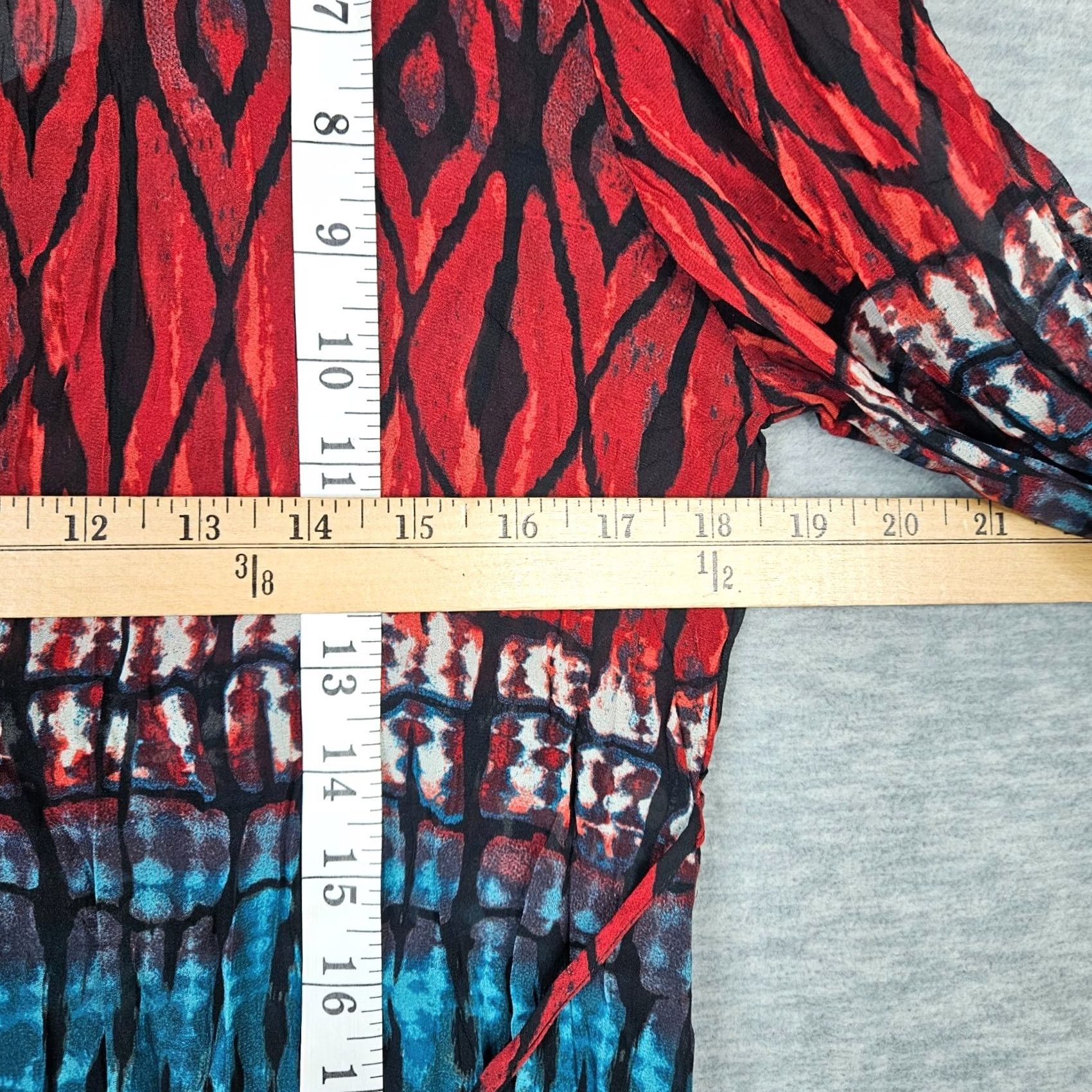 Bell Per una M&S Blouse Size 14 Women's Long Bell Sleeve Tie-dye pattern Stretch Size XL / US 12-14 / IT 48-50 - 5 Thumbnail