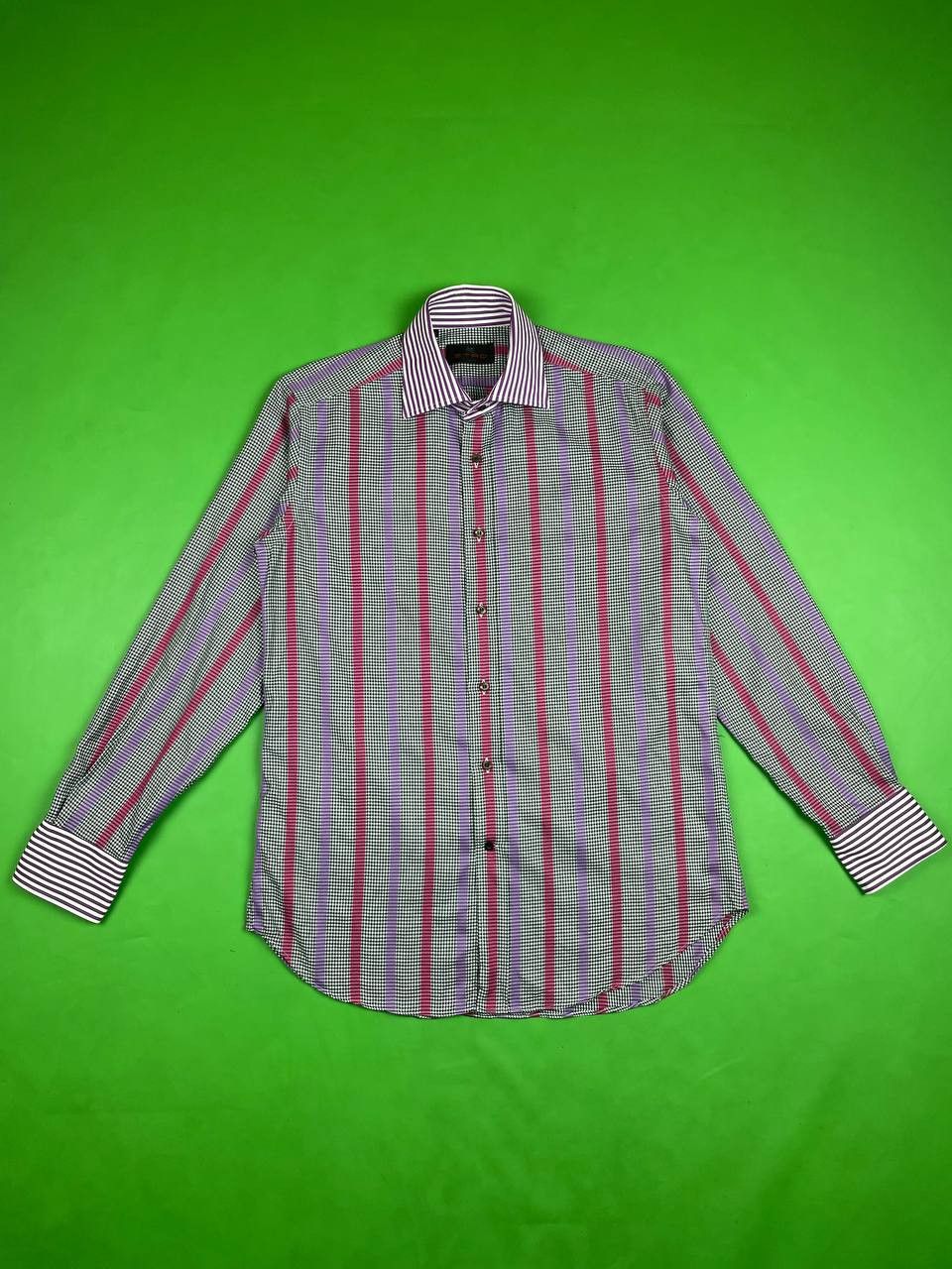image of Etro Houndtooth / Purple Button-Up Shirt, Men's (Size Small)