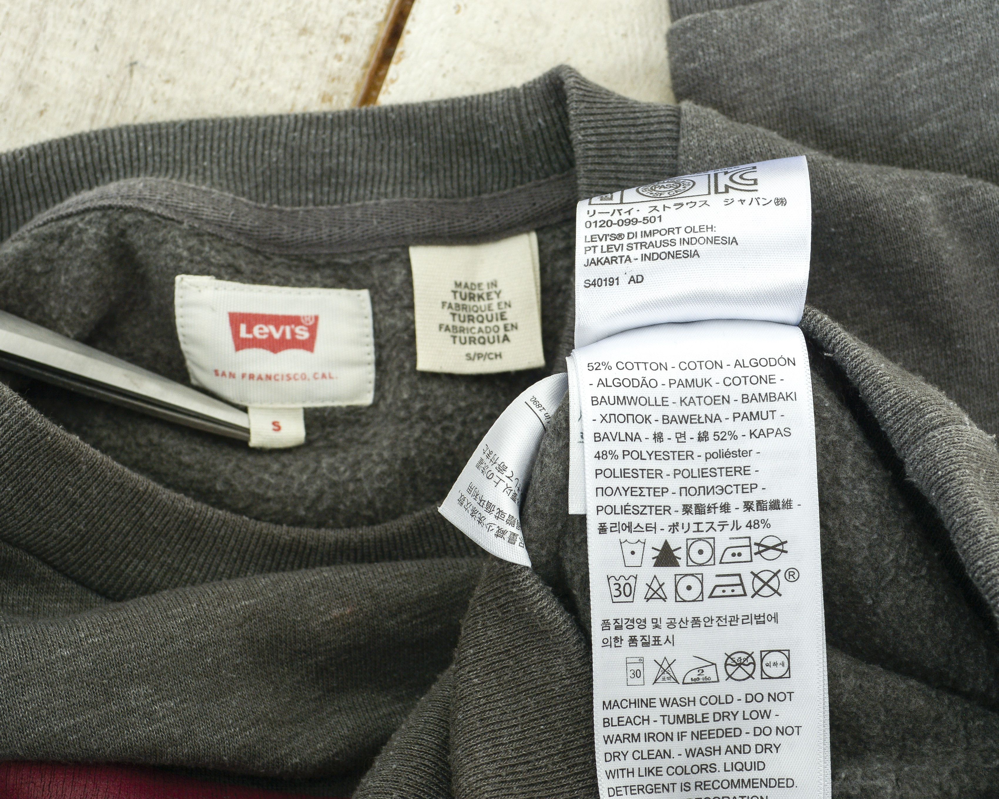 Levi's Pullover Jumper Sweatshirt Sweater Crew Neck Grey Cotton Top Size US S / EU 44-46 / 1 - 2 Thumbnail