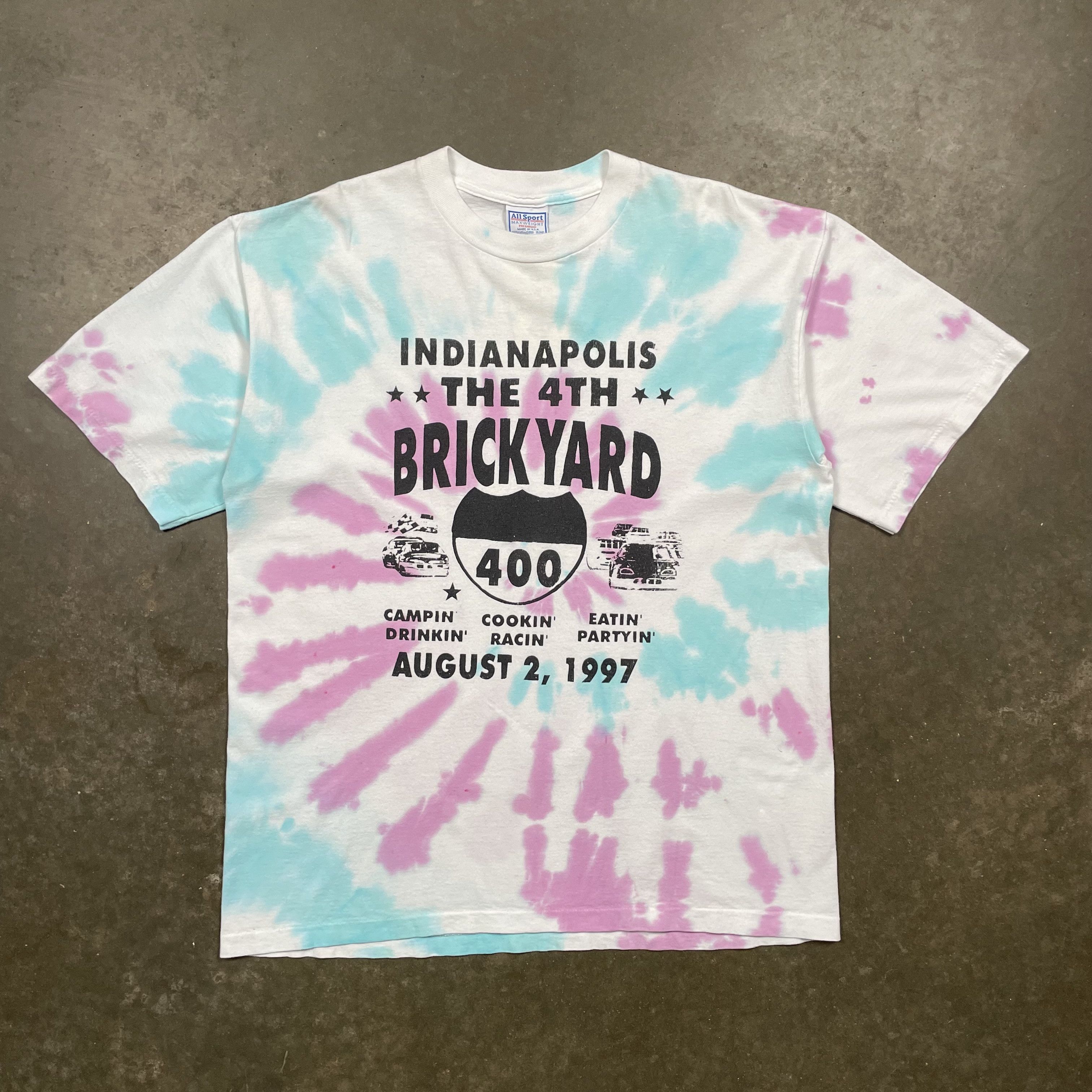 NASCAR × Vintage Vintage 90s Tie Dye Nascar Tshirt Brickyard 400 Drinking Size US XL / EU 56 / 4 - 1 Thumbnail